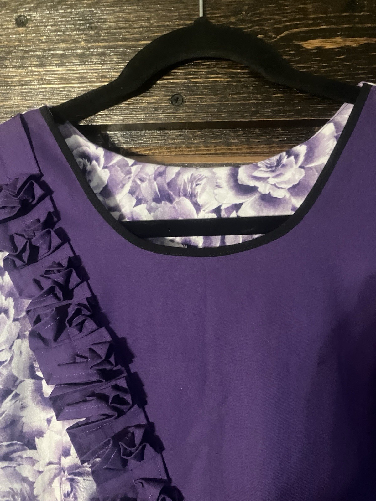 Vintage 70’s 80’s Handmade Purple Floral Cotton Woman’s Mu’Mu Maxi Dress Large