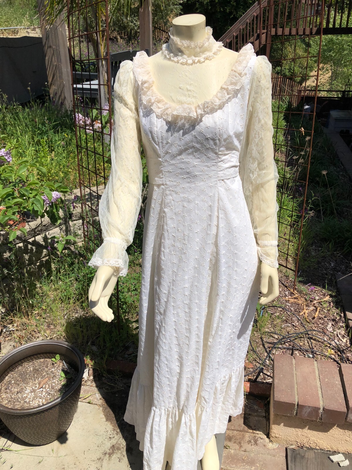 VTG Susan Lane Country Elegance Cottagecore Prairie Lace Wedding Dress sz 10