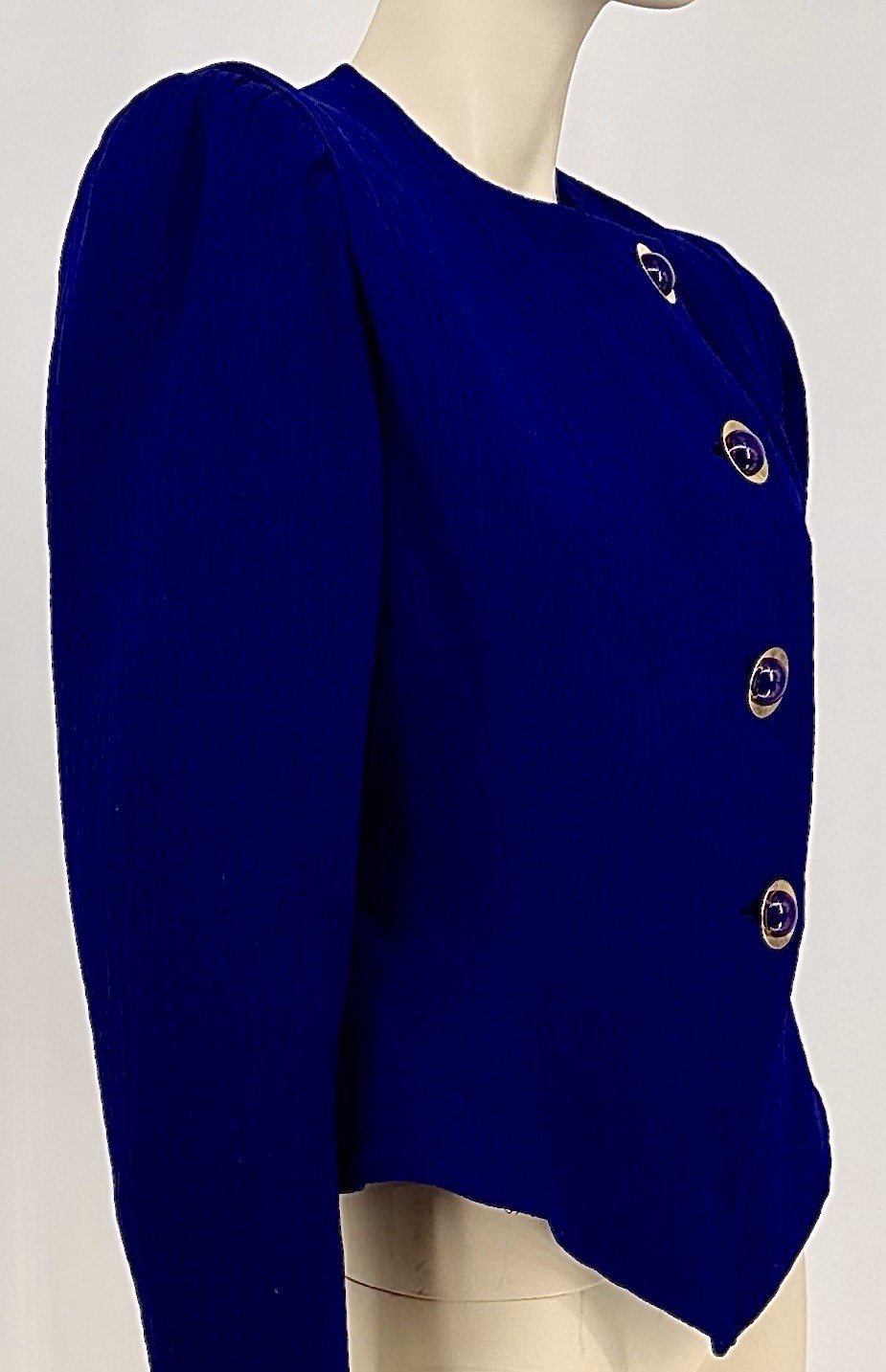 Vibrant Vintage DAVID HAYES purple/ Colbolt Blue Jacket Sz 8 Excellent Cond 80’s