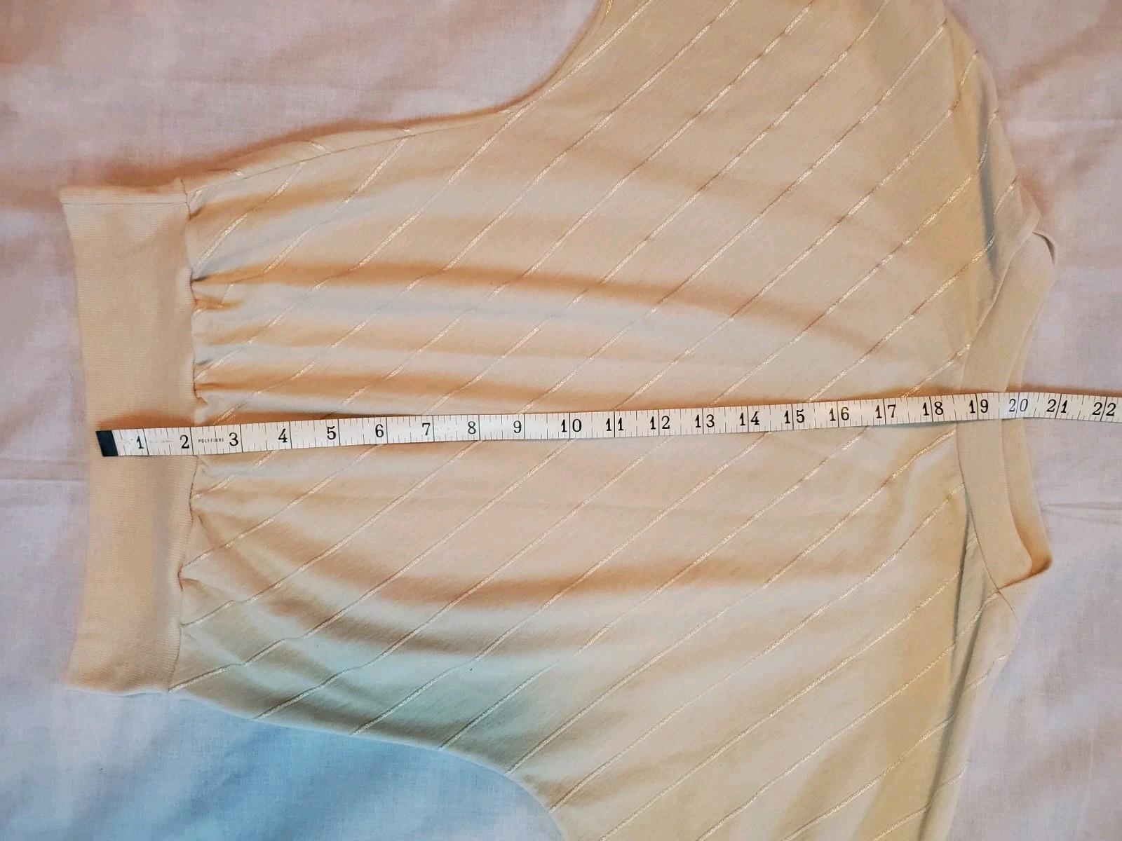 Vintage 80s Variety Cream Silver Stripe Retro Crop Top Sweatshirt Womens Small