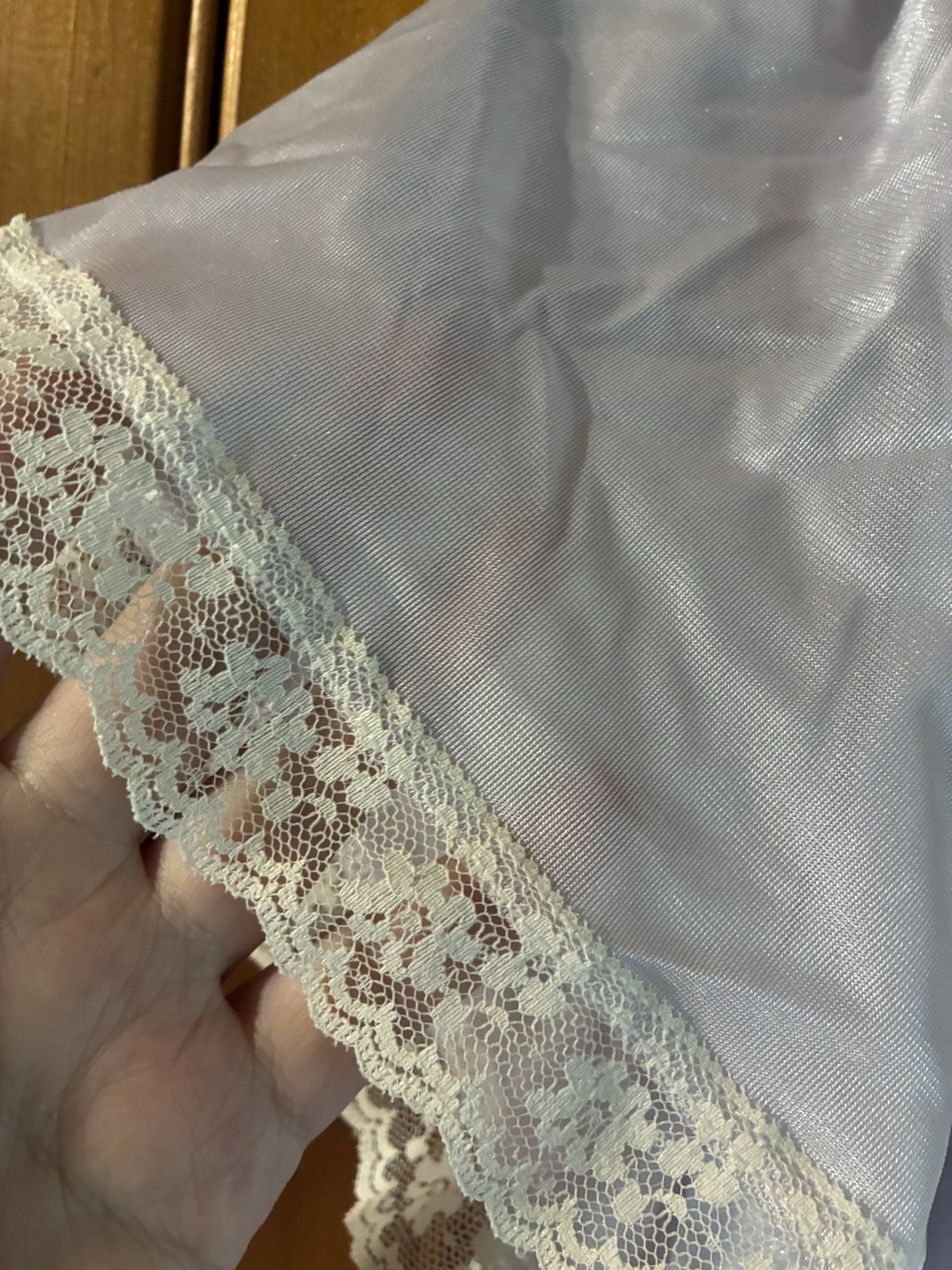 Vintage One Size Fit All Lavender Long Nylon Dreamwear Lingerie With Lace NEW