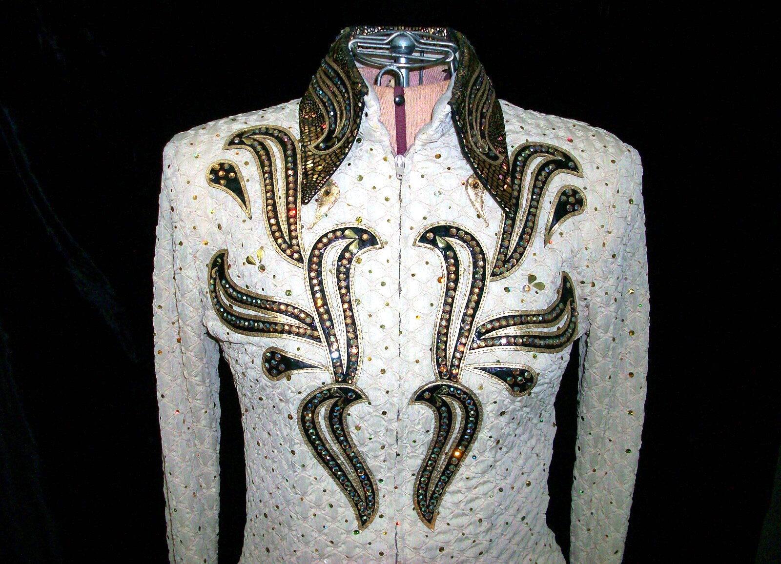Swarvoski Crystal WOODS Western Horsemanship Rail Rodeo Show Girl S Woman Shirt
