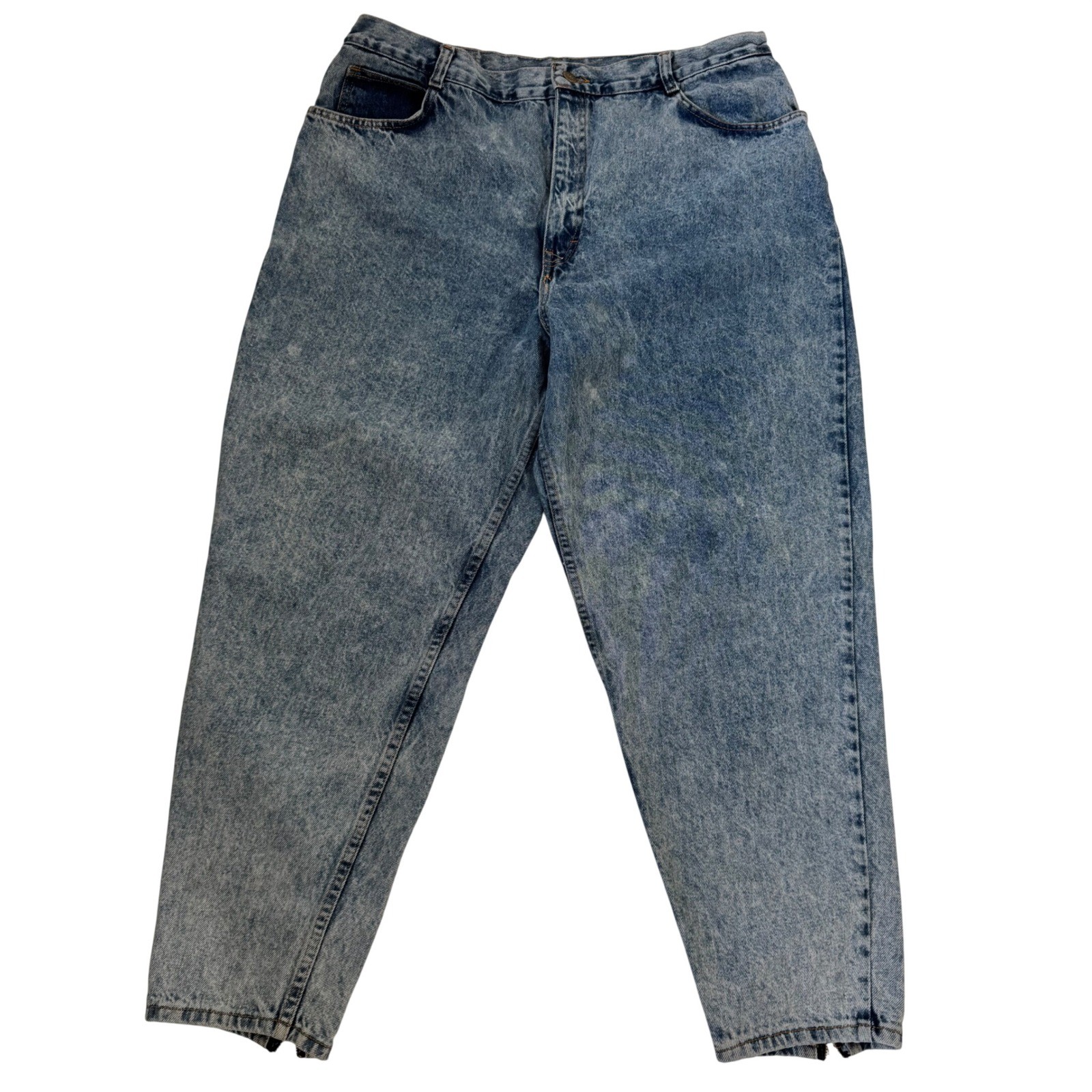 Vintage No Excuses Acid Wash High Waisted Ankle Zip Bow Jeans Blue 38 USA