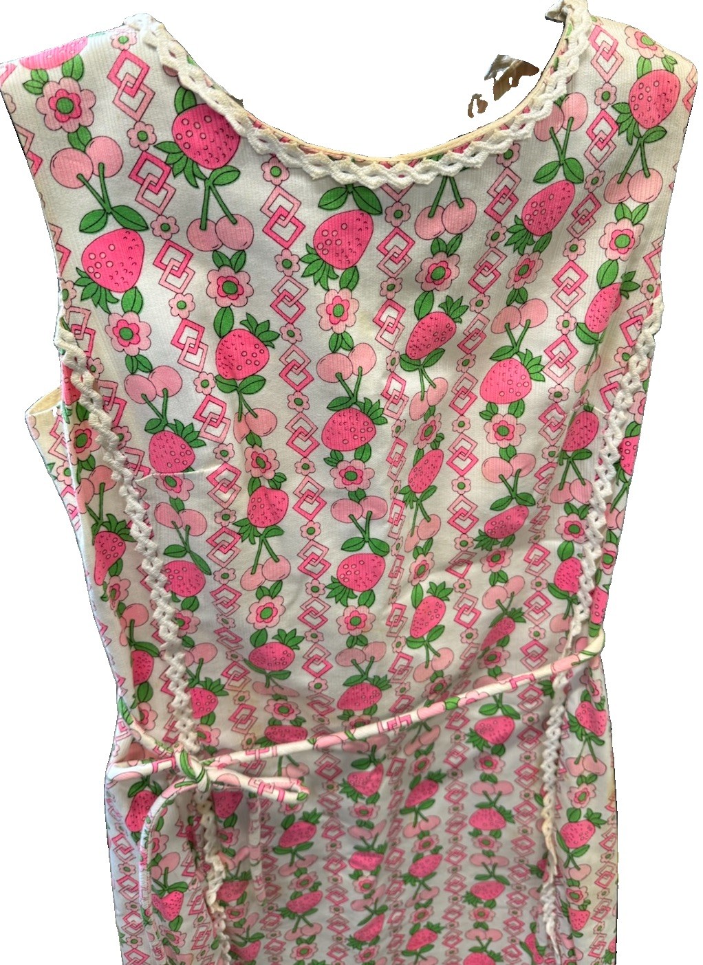 Vintage Jamison Boutique Sleeveless Strawberry Print Dress Size M (?) 40-60s