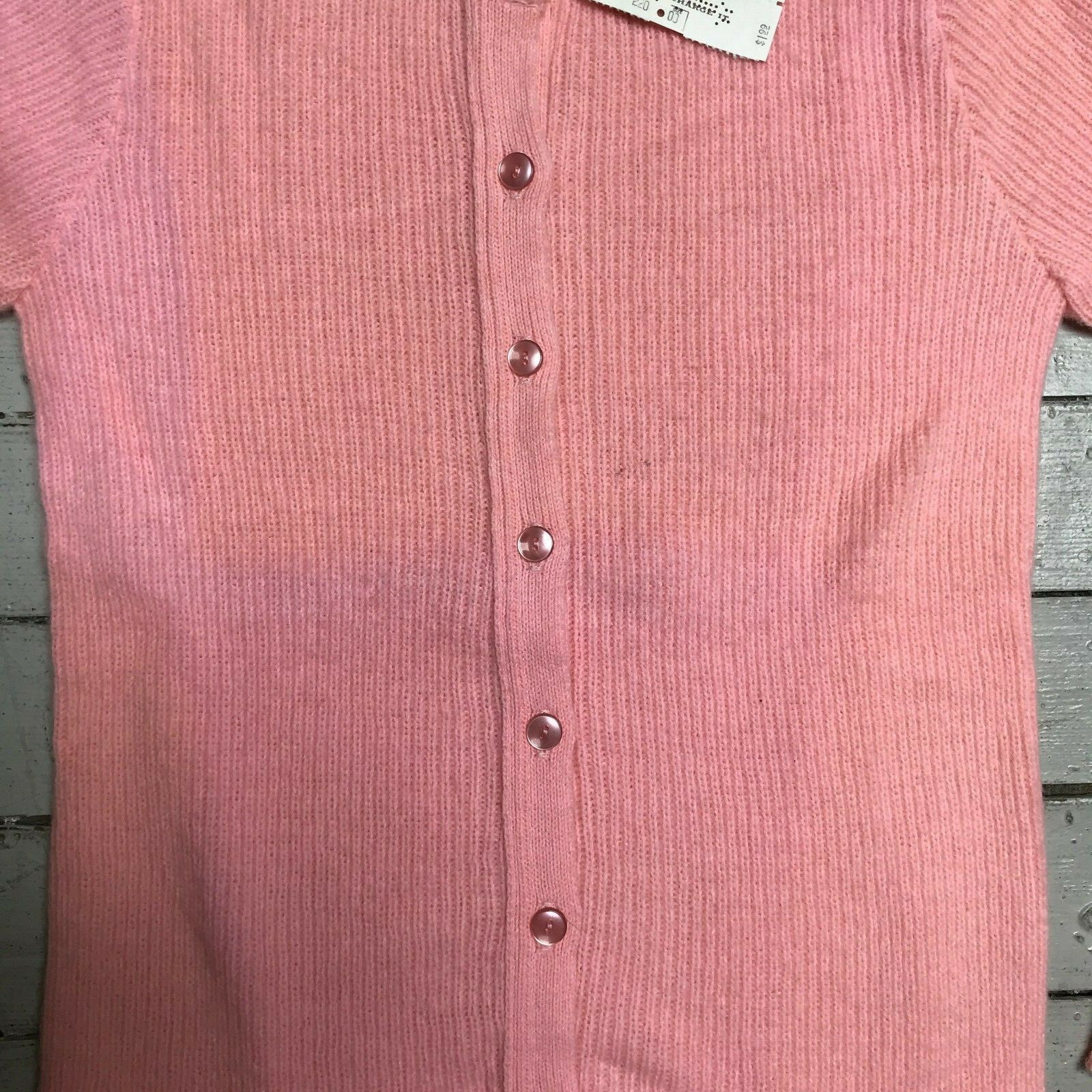 VTG BILLIE JO Pink Sweater Cardigan Jumper Long Sleeve M NWT