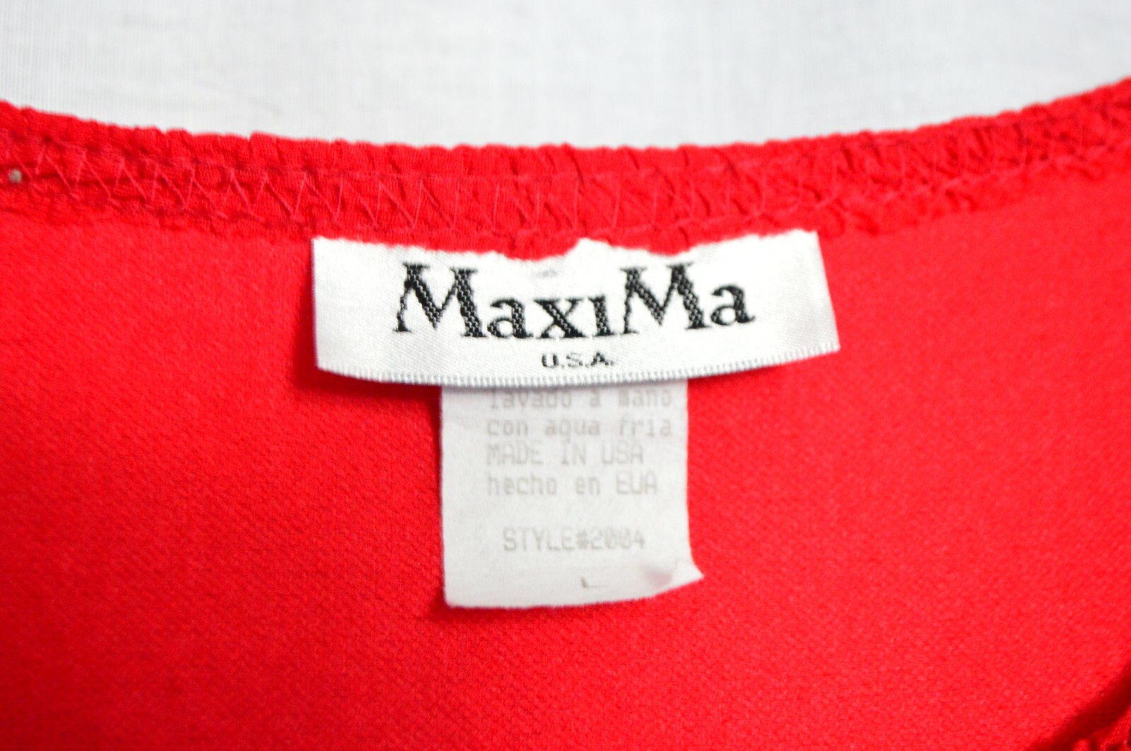 MaxiMa Red Floral Vintage Drop Waist Dress Large Fringe Open Cut Polyester USA