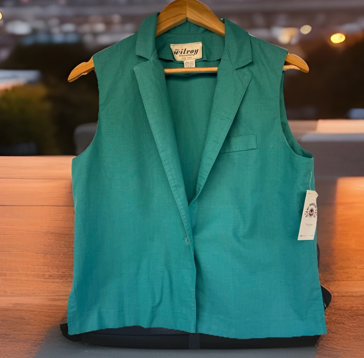 Vintage 1970’s Wilroy Traveller Teal Vest With Faux Front Pocket, Women’s Large