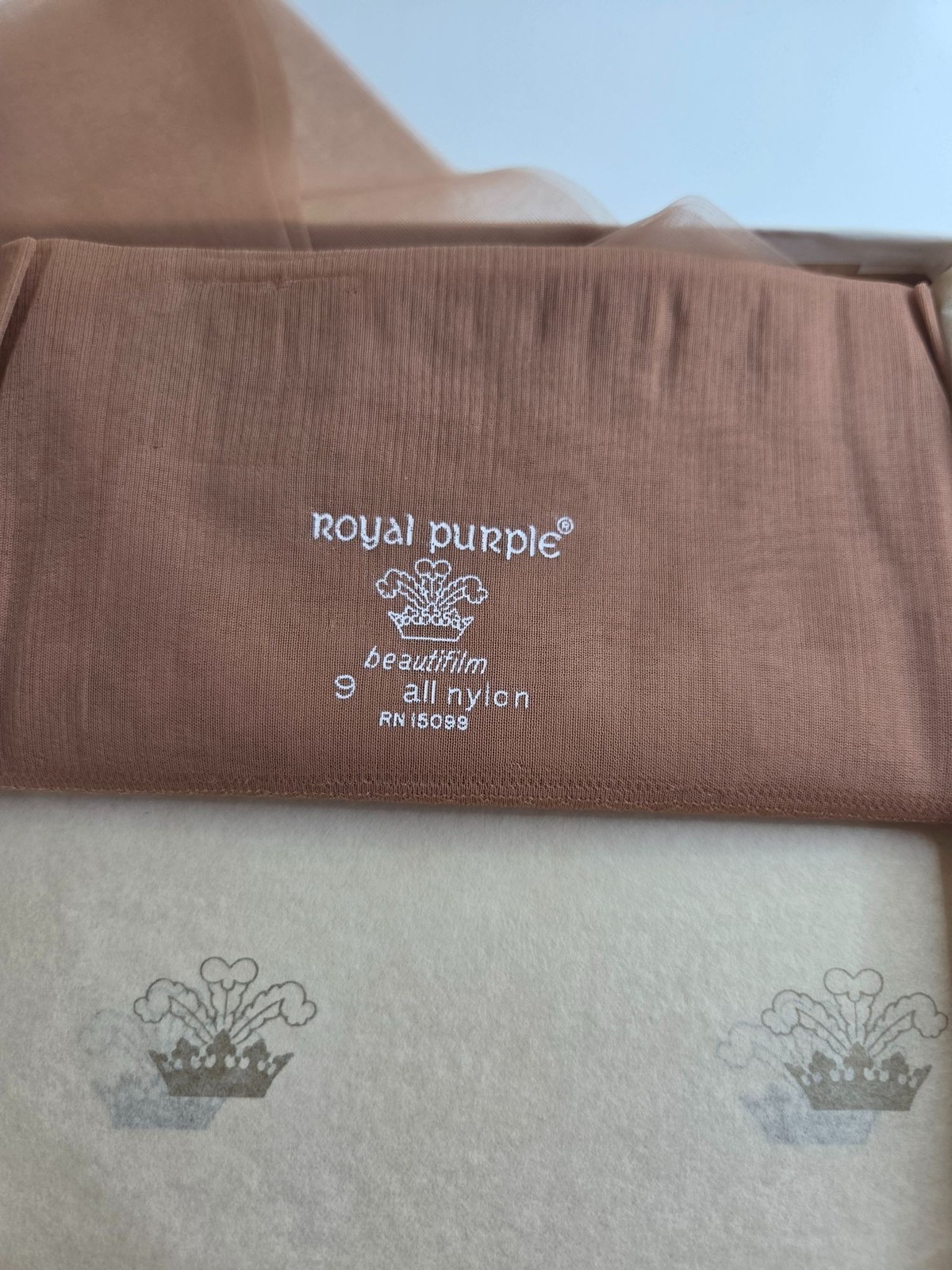 Vt Royal Purple Sears Nylon Stockings Size 9 Beautifulm Nylon RN 15099 Packaging
