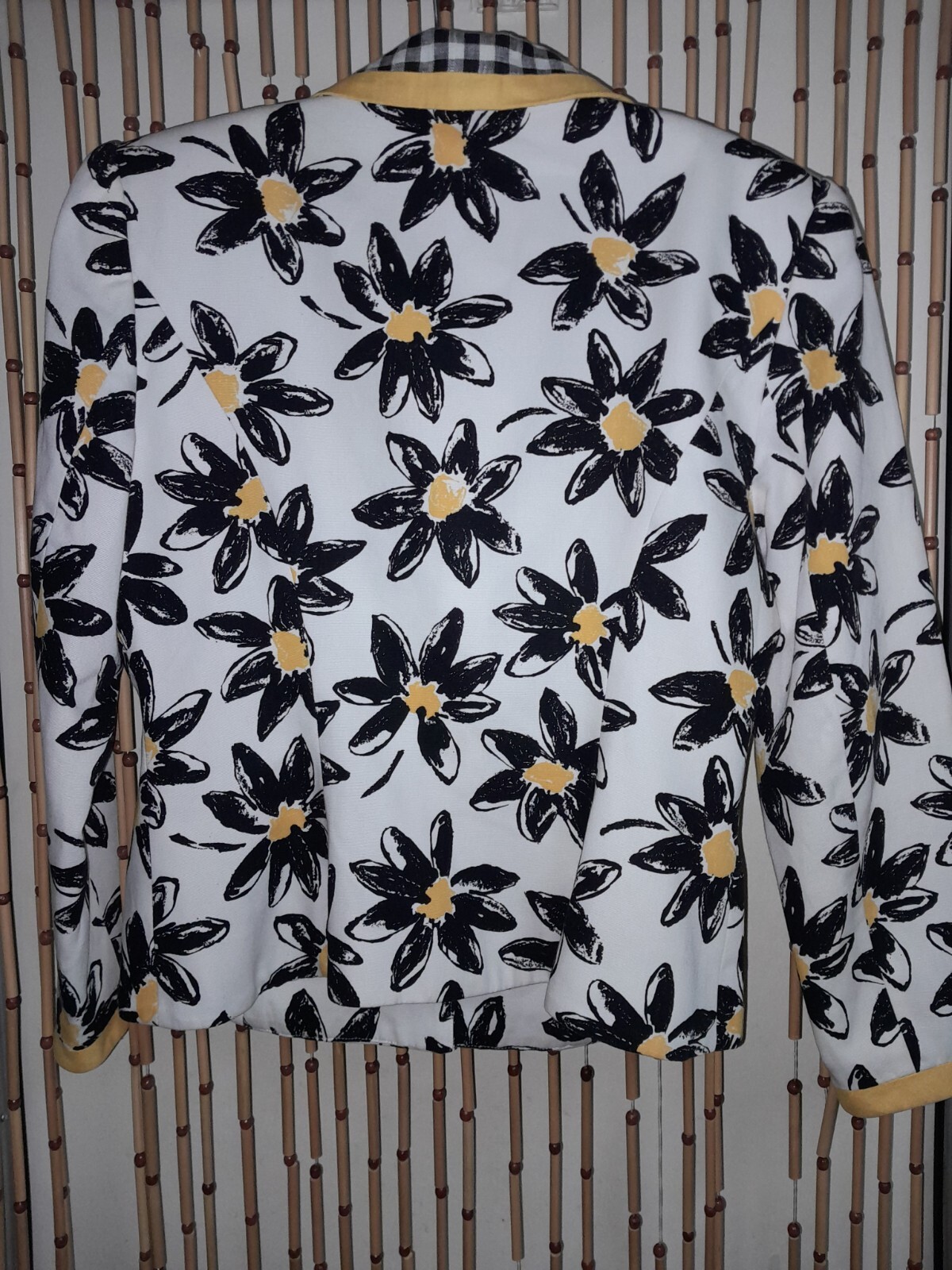 Vtg 80s 90s ARNOLD SCAASI gingham DAISY 2 Tone Print Jacket Blazer Fran Nanny M