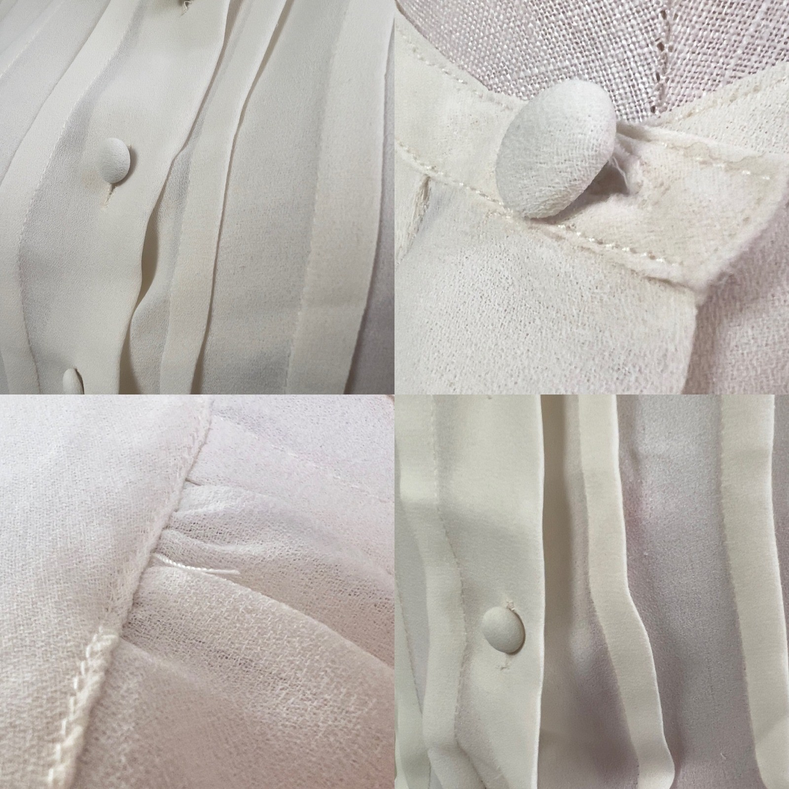 Vintage JR’s Cream Pleated Button Up Long Sleeve Blouse Size 9 Ivory Retro