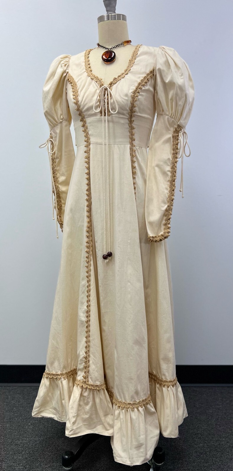 GUNNE SAX True Vintage Maxi Dress, size 5, Renaissance Cottagecore w/ Jute Trim
