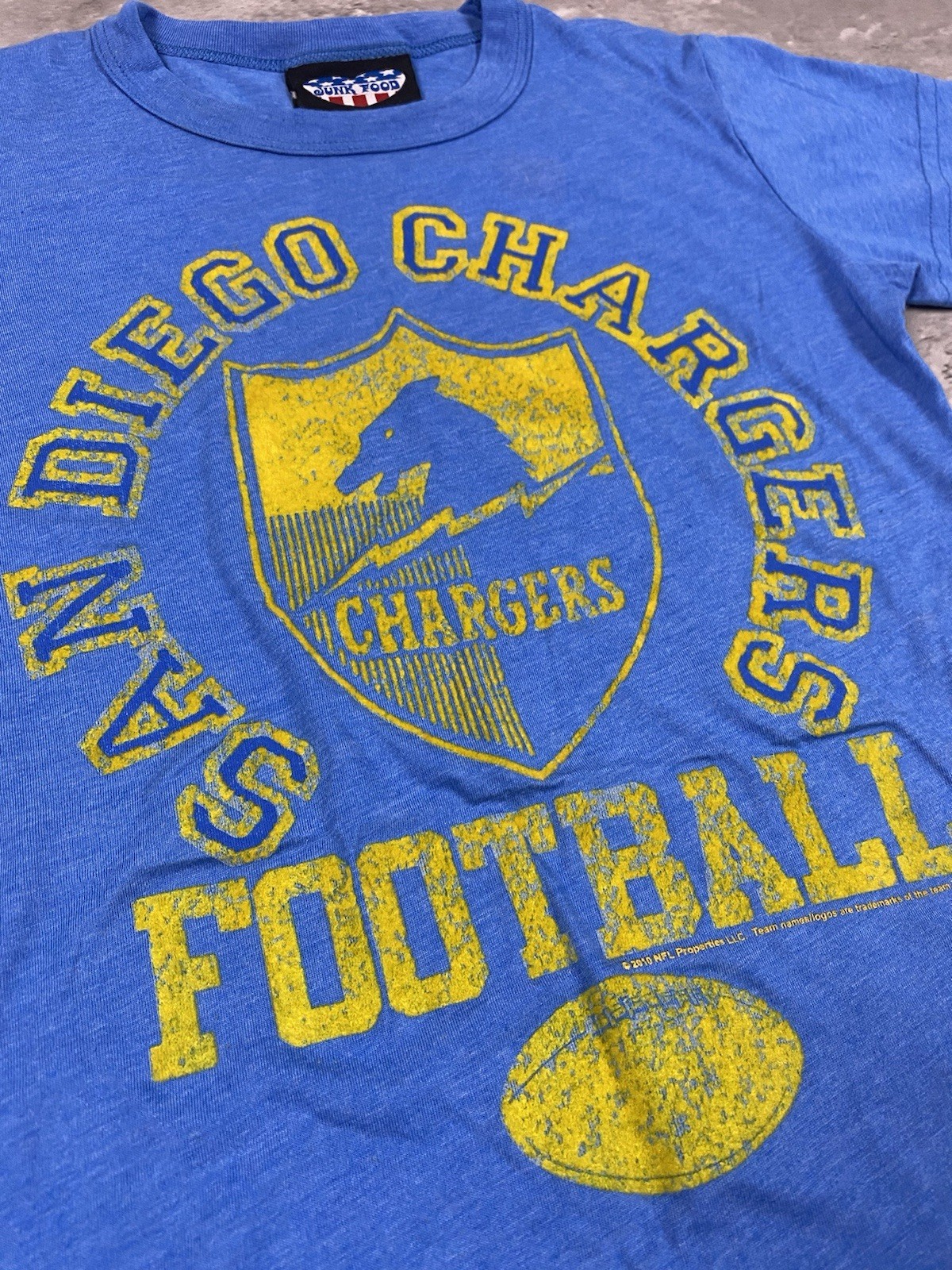 vintage JUNKFOOD SAN DIEGO CHARGERS T SHIRT WOMENS SIZE S NFL SD FOOTBALL FLOCK