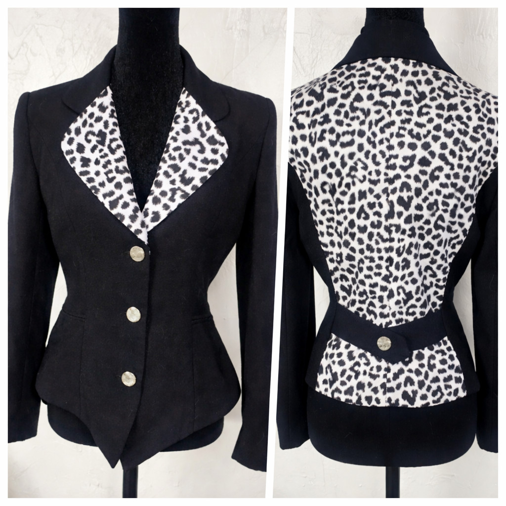 Vintage 80s Gantos Blazer Size 8 Dalmatian Print Punk Fitted Jacket *Rare*