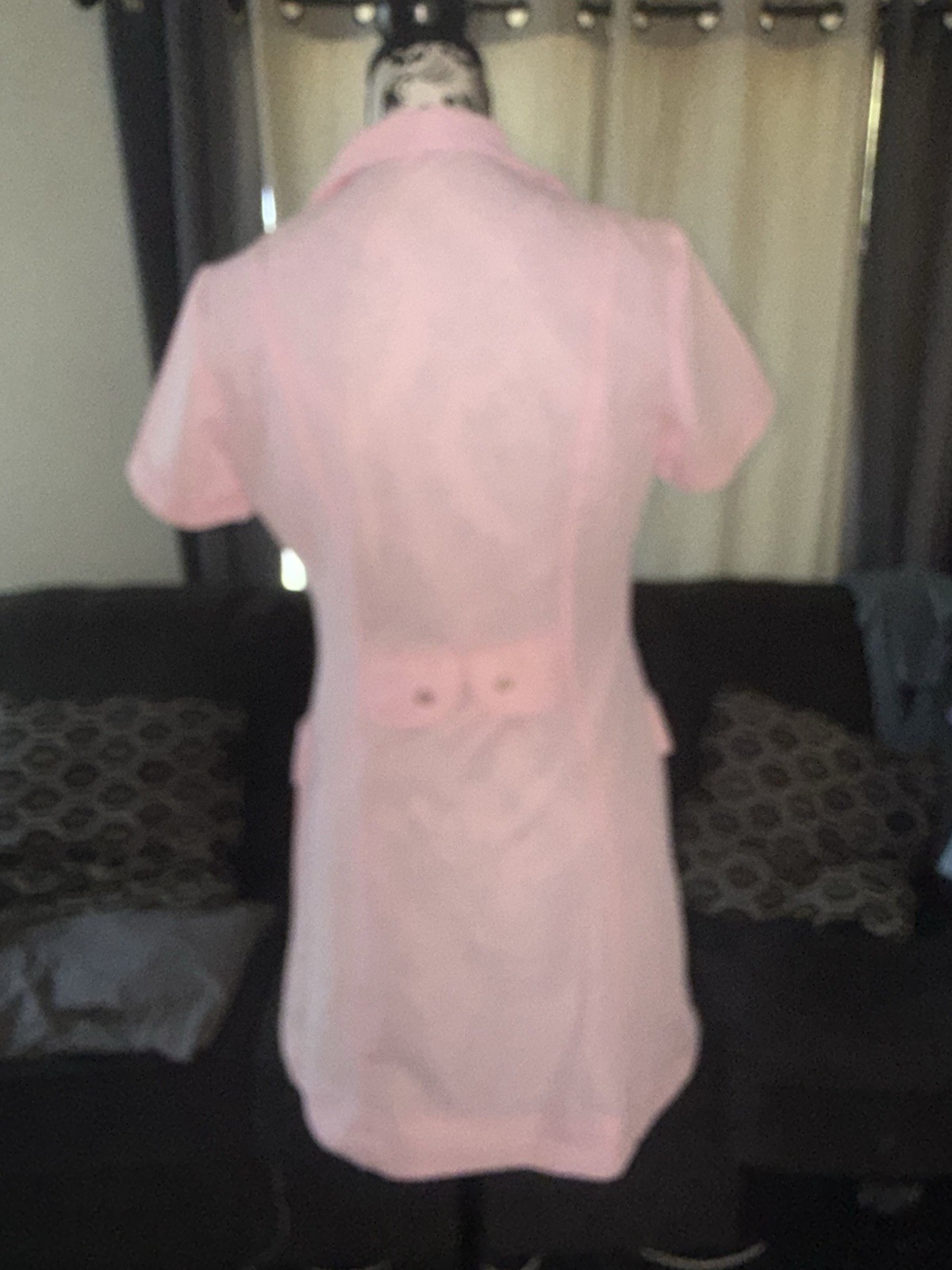 Vintage White Swan Uniform Pink Dress Size L Collar