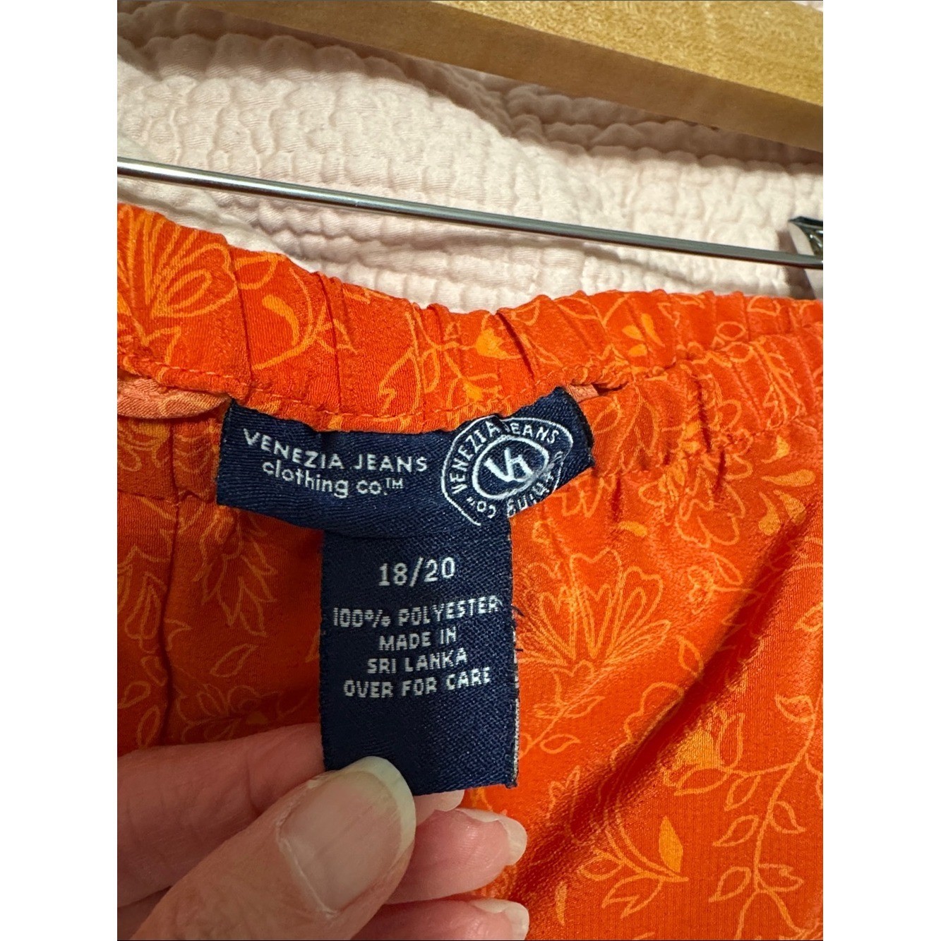 Venezia Jeans Orange Boho Border Print Wide Leg Pull-On Pants 18/20 Y2K Resort