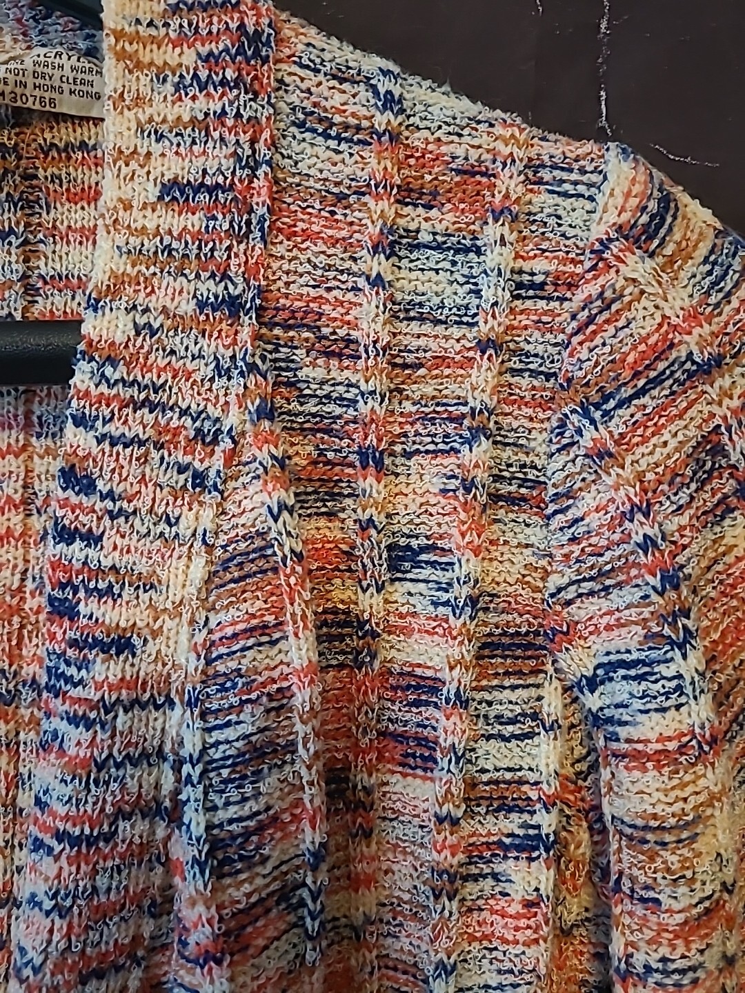 70s Organically Grown Sweater Arpeja Medium Colorful Knit Cardigan Red Blue
