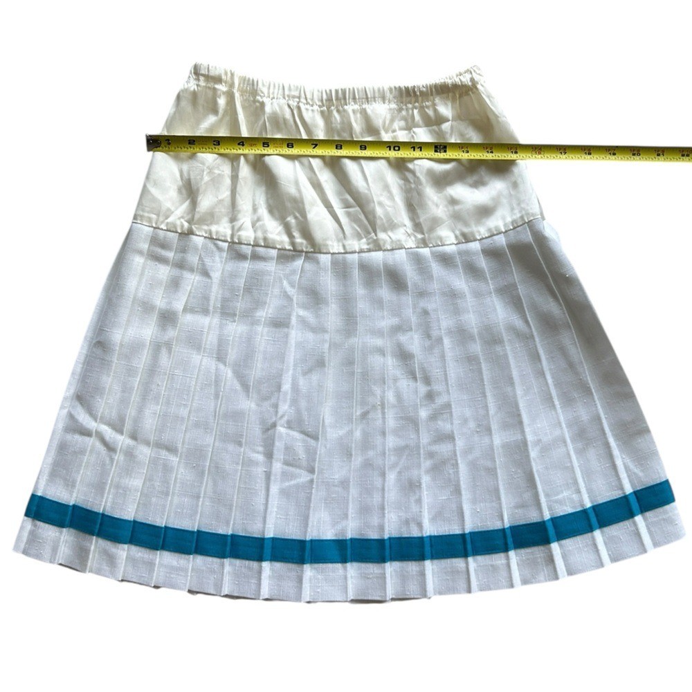 Preppy Tennis Cottage Fitness Vintage 90s White & Blue Pleated Comfy Cheer Skirt