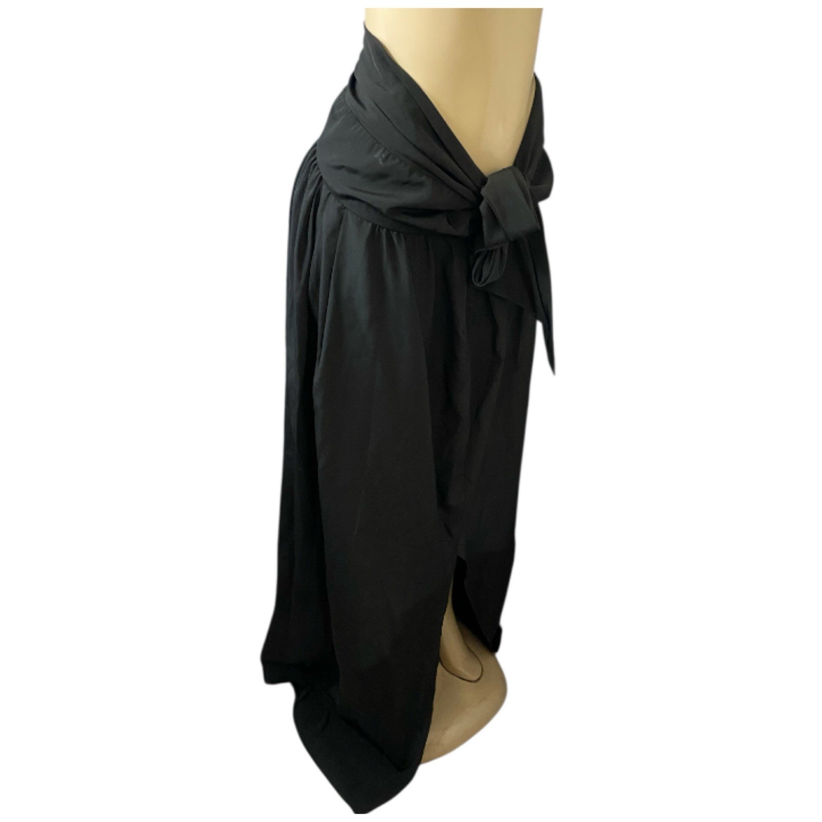 VTG 80s Black Satin Gown Multifunctional Dress & Skirt Sz M Retro Goth Grunge