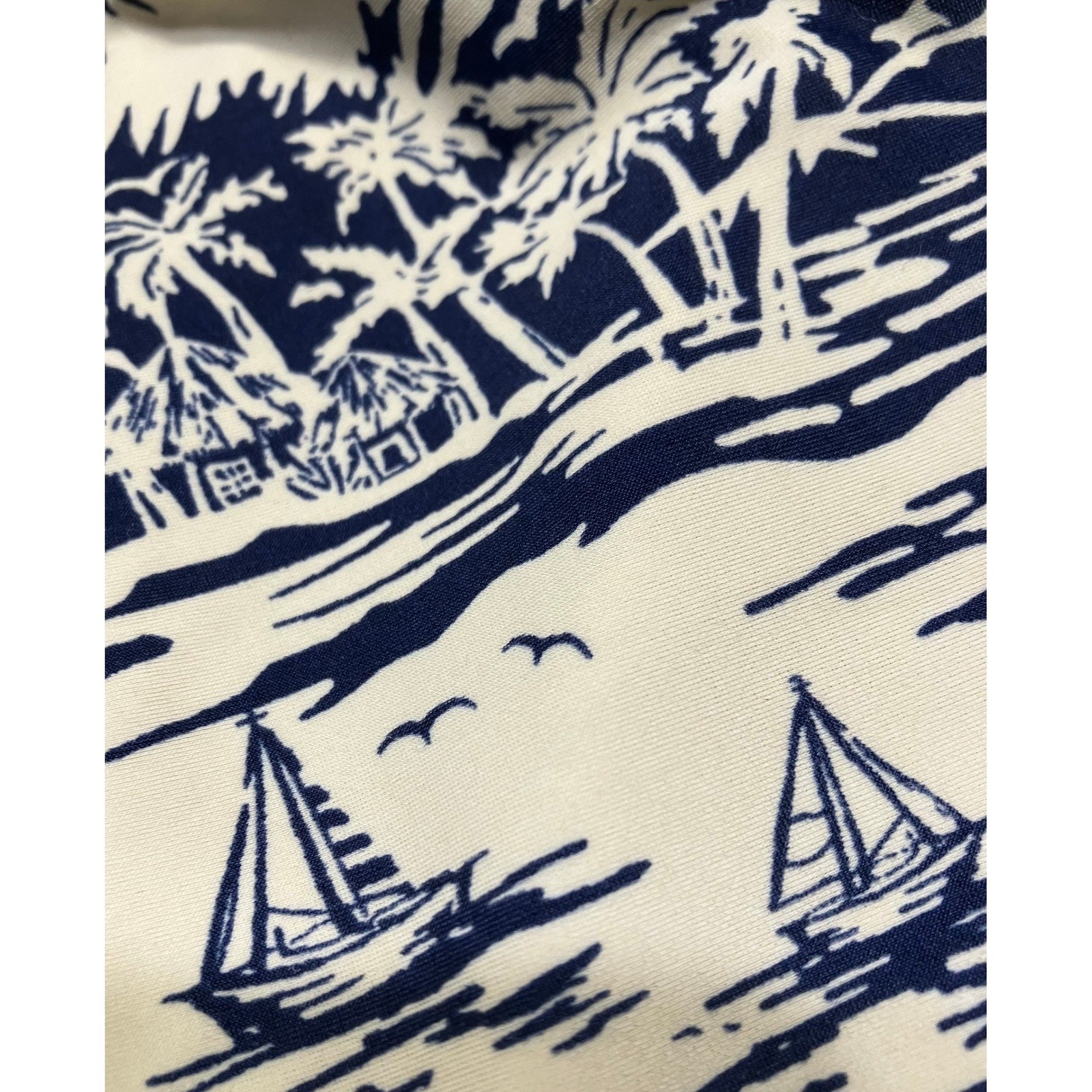 Kechika Swim Skort Women Size 8 Navy Cream Tropical Toile Sailboat Vintage USA