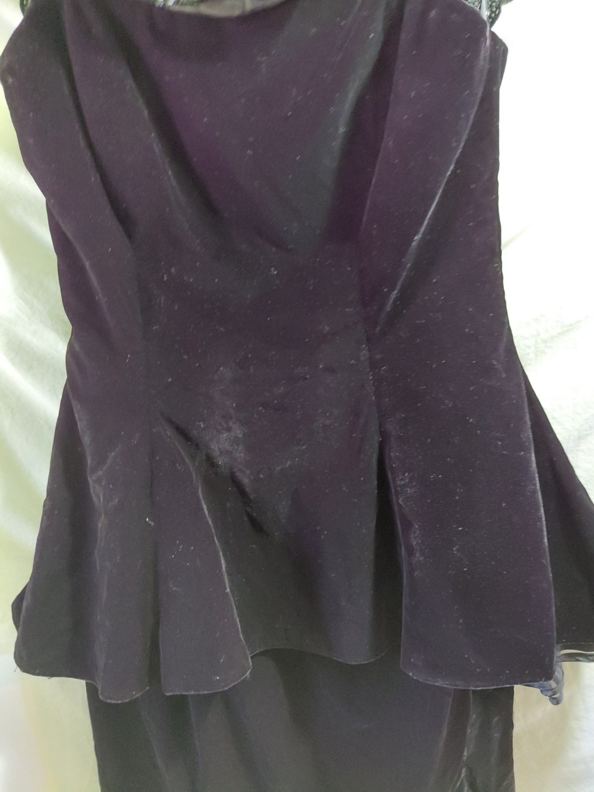 Vtg Karen Lucas For Nikki Size 10 Blk Sheath Velvet Dress Peplum Prom Blk Dress