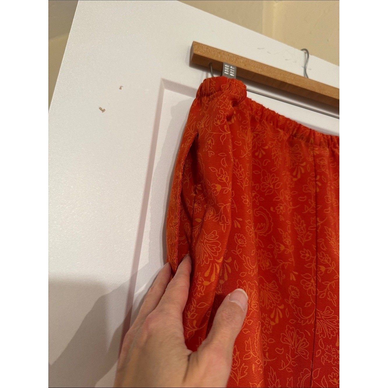 Venezia Jeans Orange Boho Border Print Wide Leg Pull-On Pants 18/20 Y2K Resort