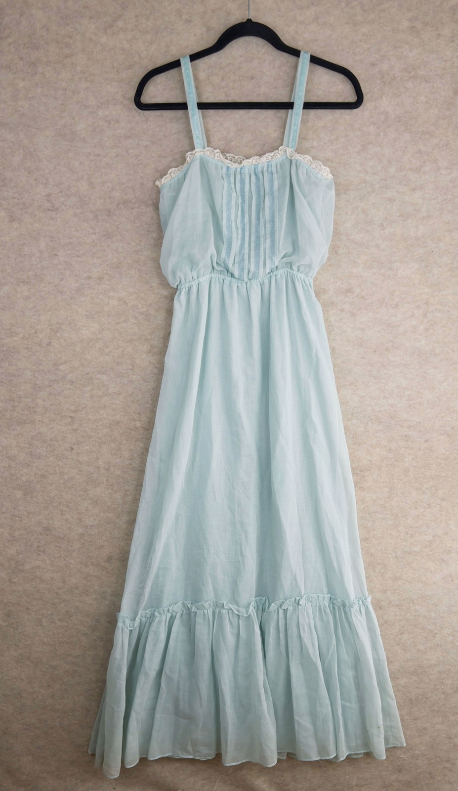 Vintage 70s Candi Jones Maxi Dress M/L Blue Ruffle Prairie Cottagecore Western
