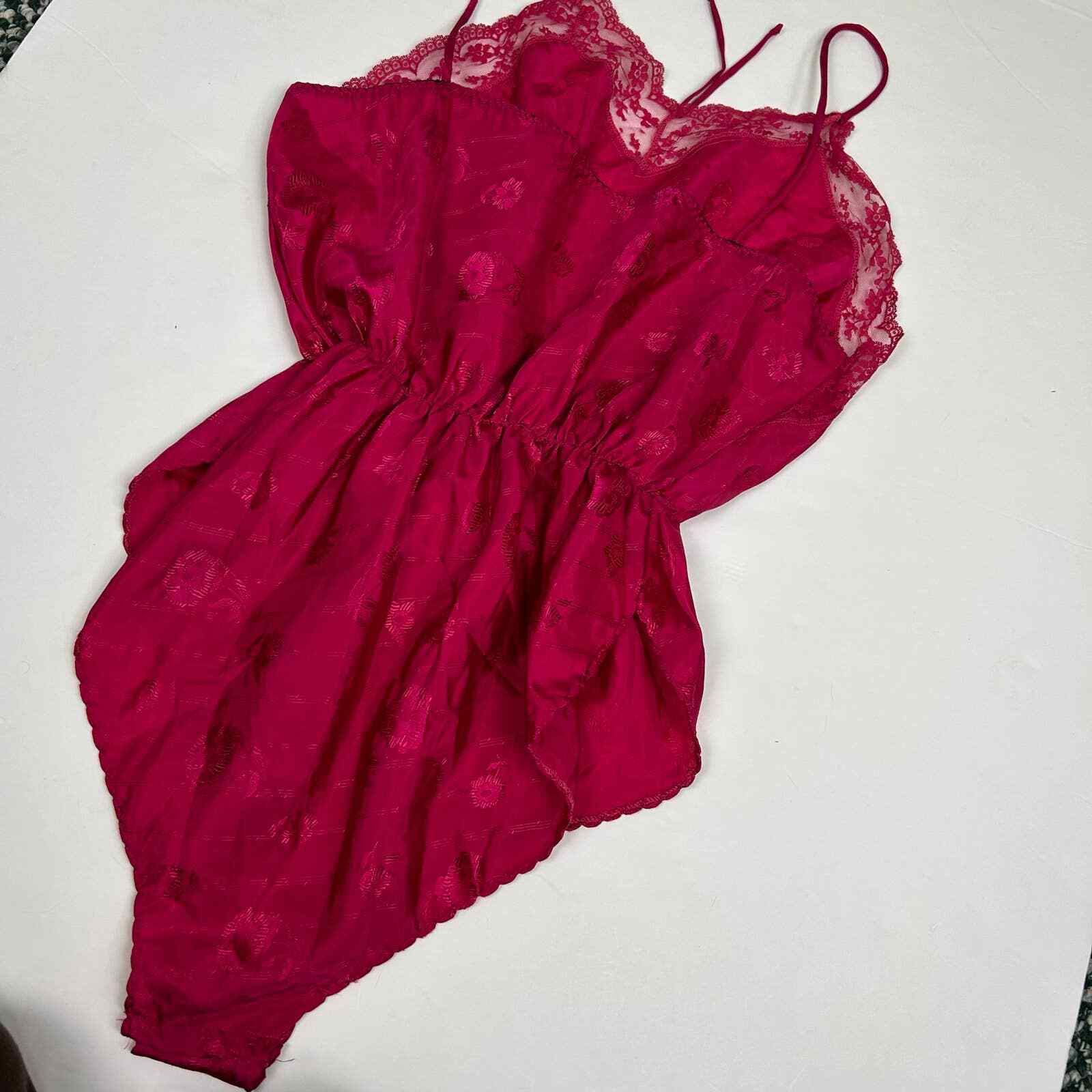 Vintage 90s Avon fuschia pink slip bodysuit size M