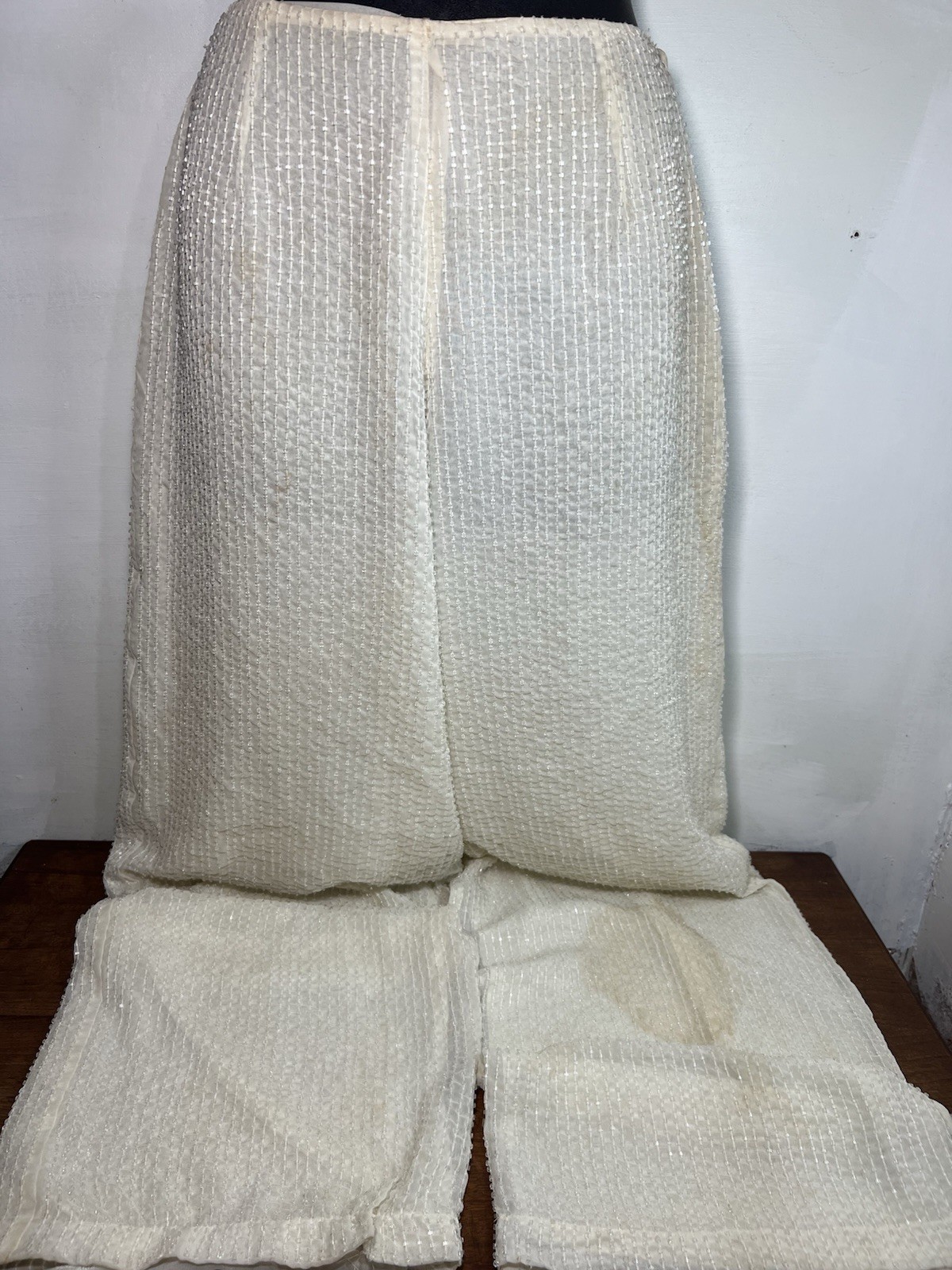READ-needs Pro Repair-stains-vtg Ritmo La Perla White Evening Party Pants W42 EU