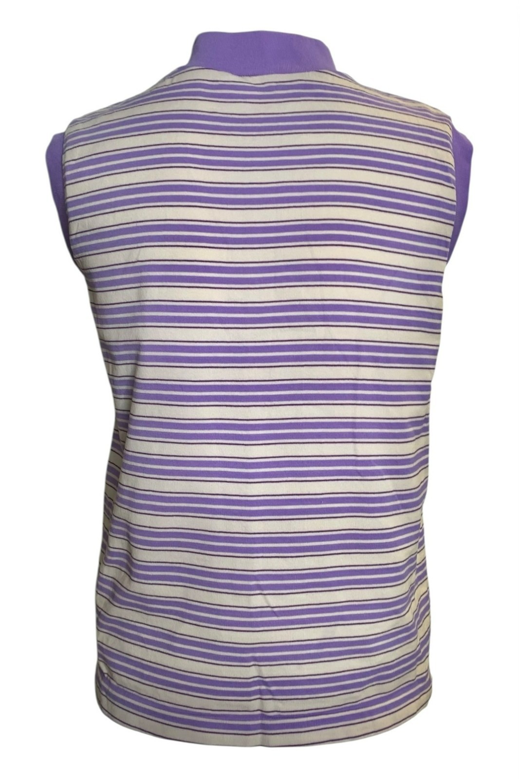 VTG 70s Striped Mod Preppy Purple Retro Academic Sleeveless Indie Mock Neck Top