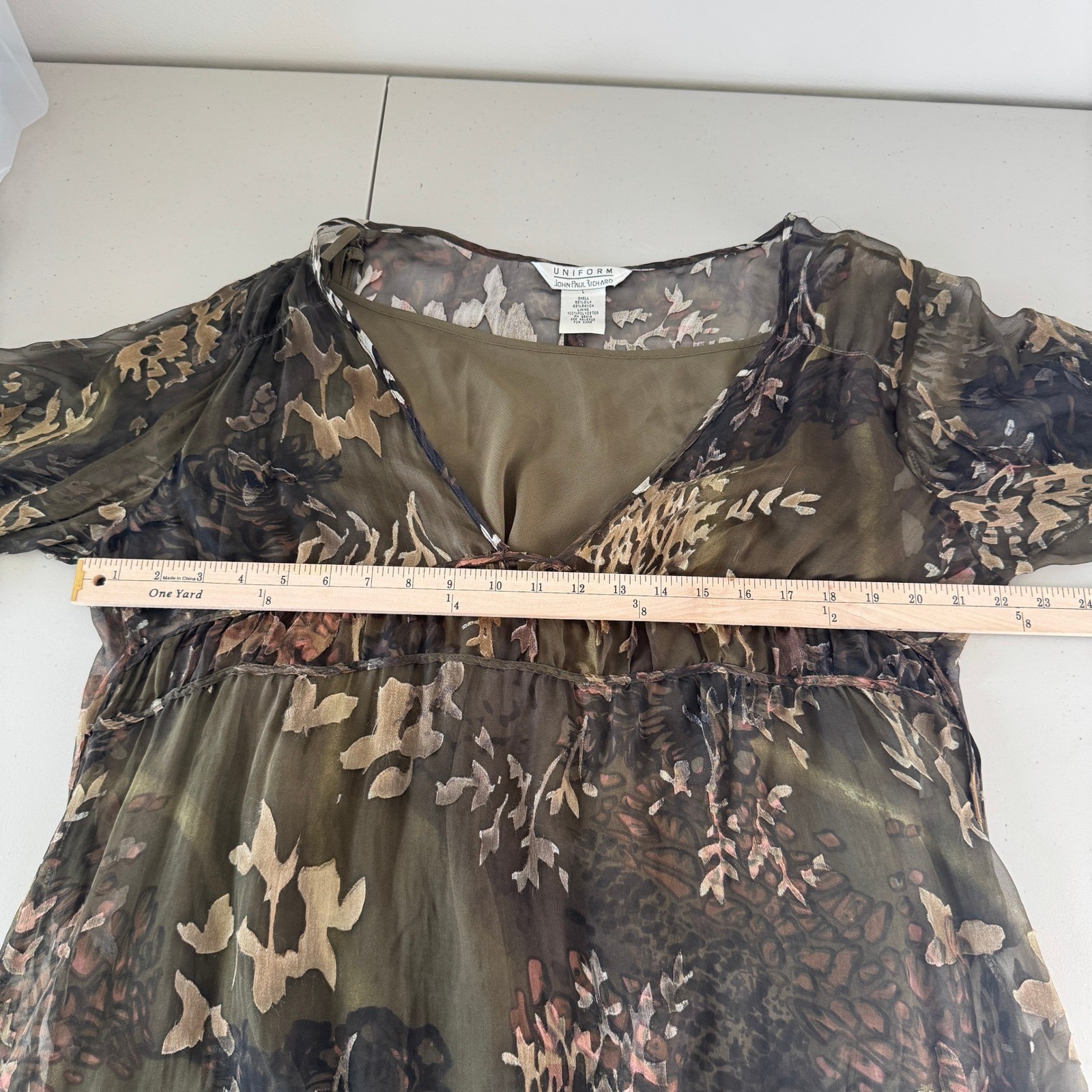 Vintage Silk Blend Uniform John Paul Richard Blouse L Sheer Fairycore Whimsigoth