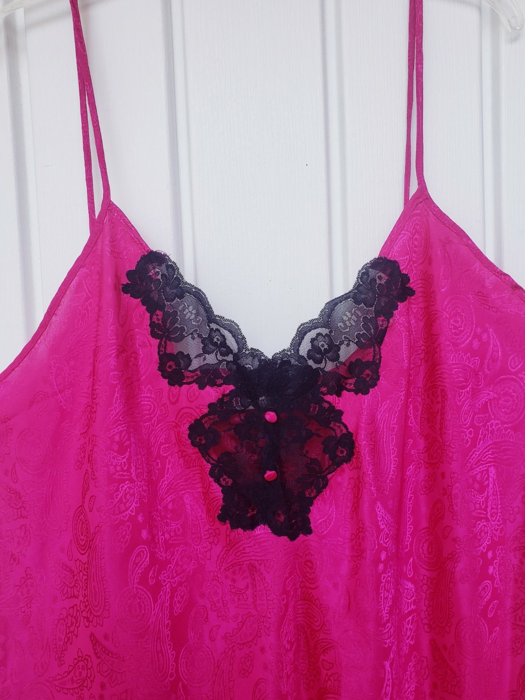 Vintage Intimate Pleasures Satin Paisley Lace Nightgown Plus Size 4X Pink