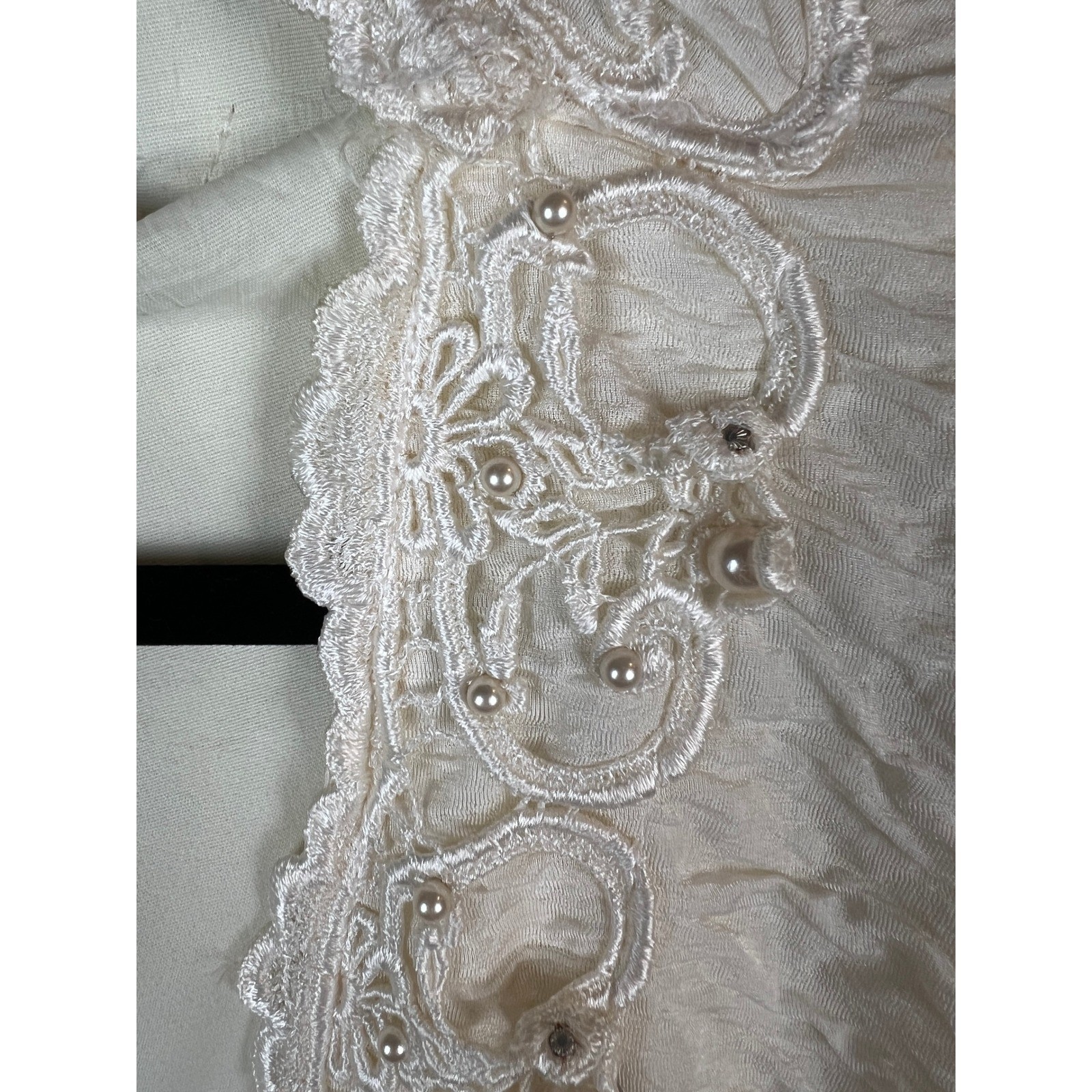 Cottagecore Fairycore Granny Chic Romantic Lace Pearl Jacket Size 11/12