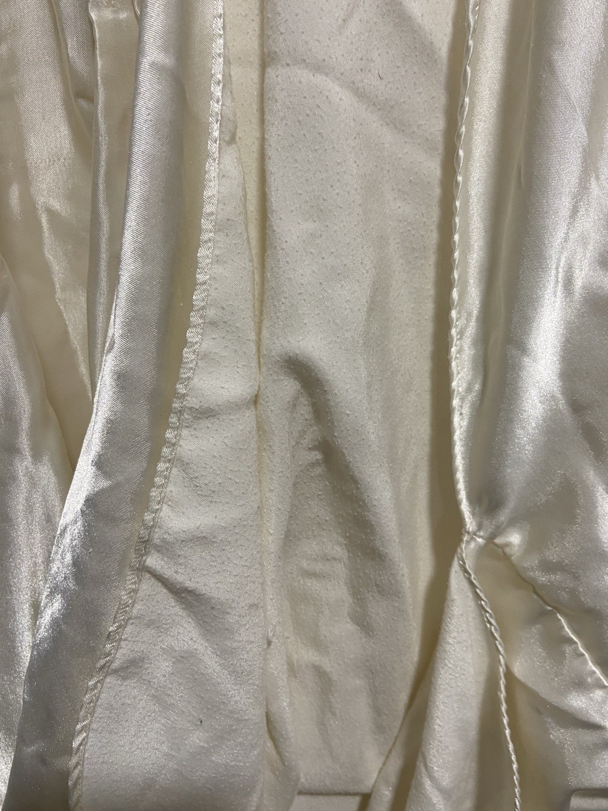 VTG Barbizon M Nightgown Ivory Long Silky Satin Lace Flannel Lined Embroidered