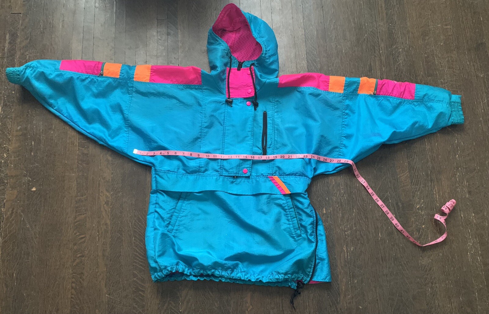 Sunbuster Performance Sports Apparel L ? Nylon Partial Zip Bright Turquoise Pnk
