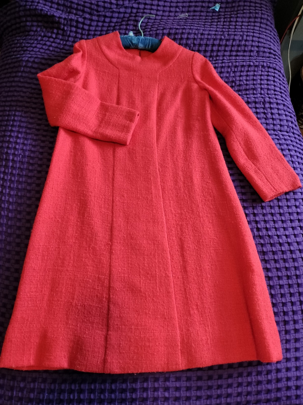 Vintage Imported Orange Wool Designer Copy Dress with Suede Belt