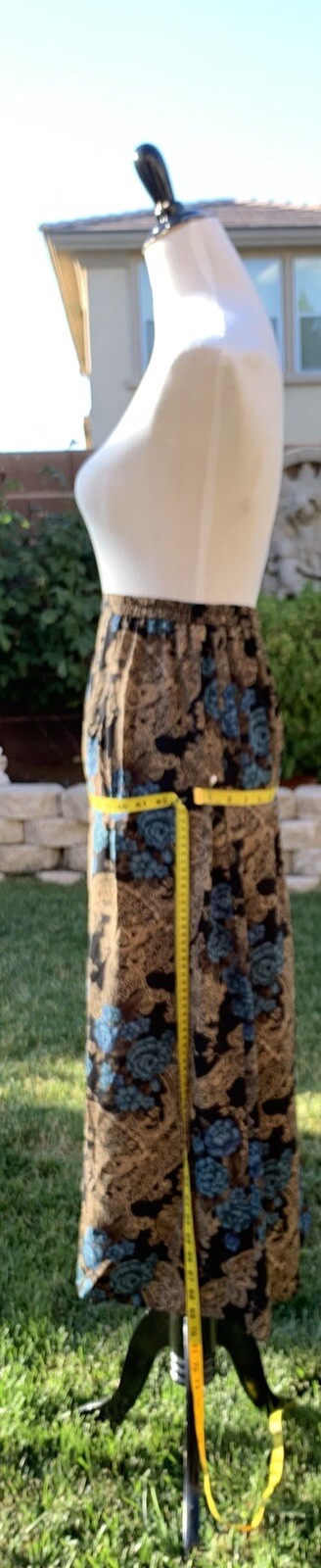 Skirt Vintage Laura Scott Maxi Skirt Plus Size:16Wide Brown Blue Print 1960’s