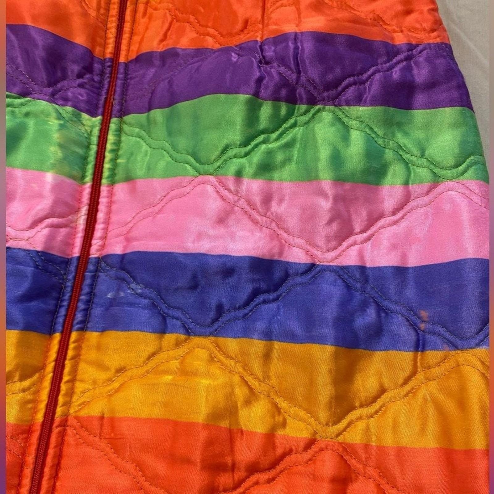 Vintage Rhapsody By Glazier Quilted Striped Maxi Skirt Small Medium Rainbow