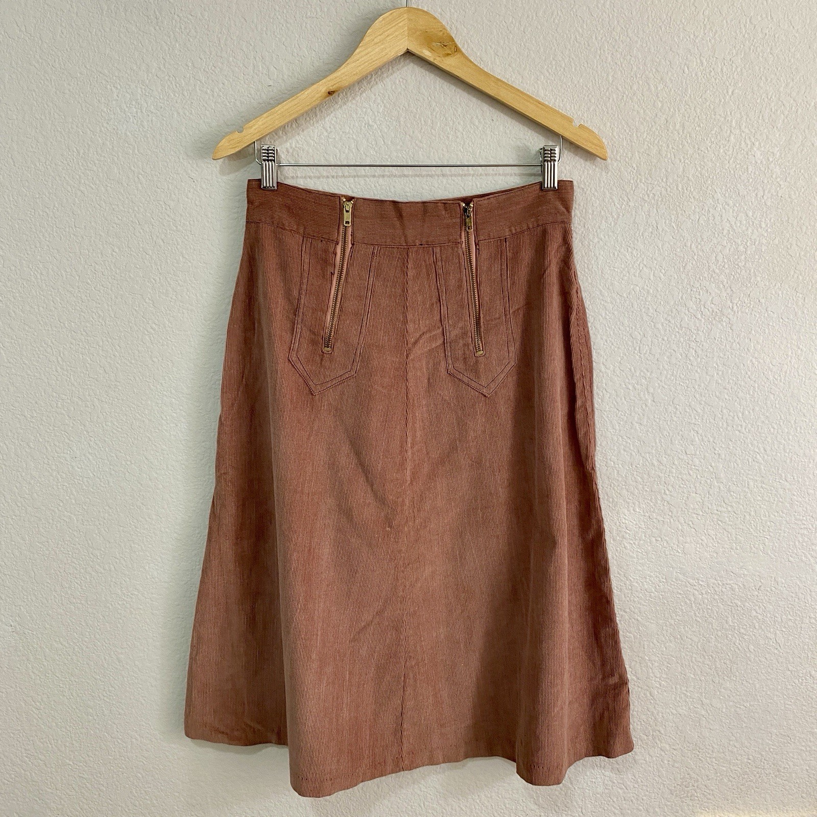 VTG 70s JCPenney Corduroy Skirt ILGWU Union Made Pink Rose Mauve Western A-Line