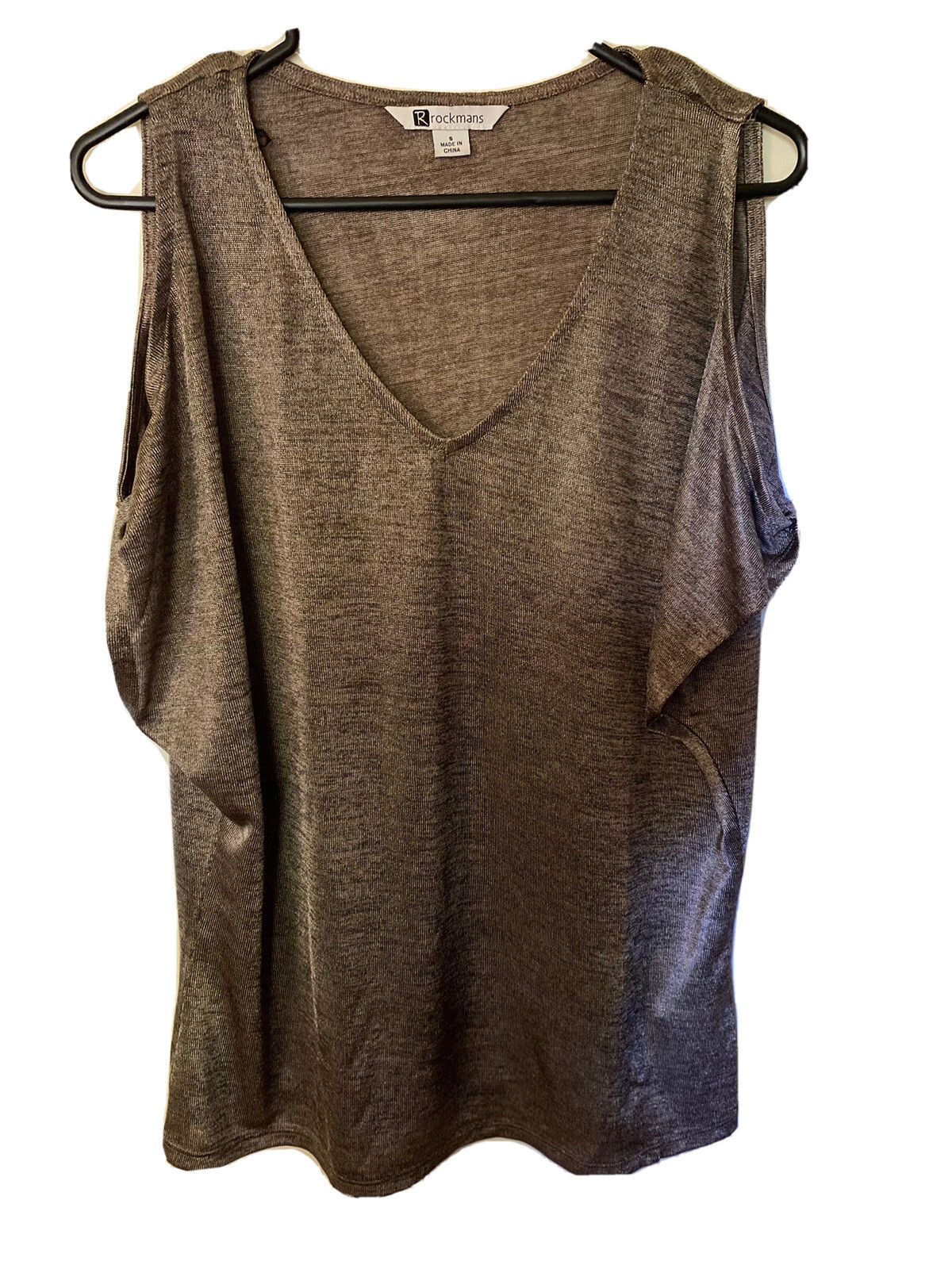 New Rockmans V Neck Grey Polyester /Elastane women’s top Size S