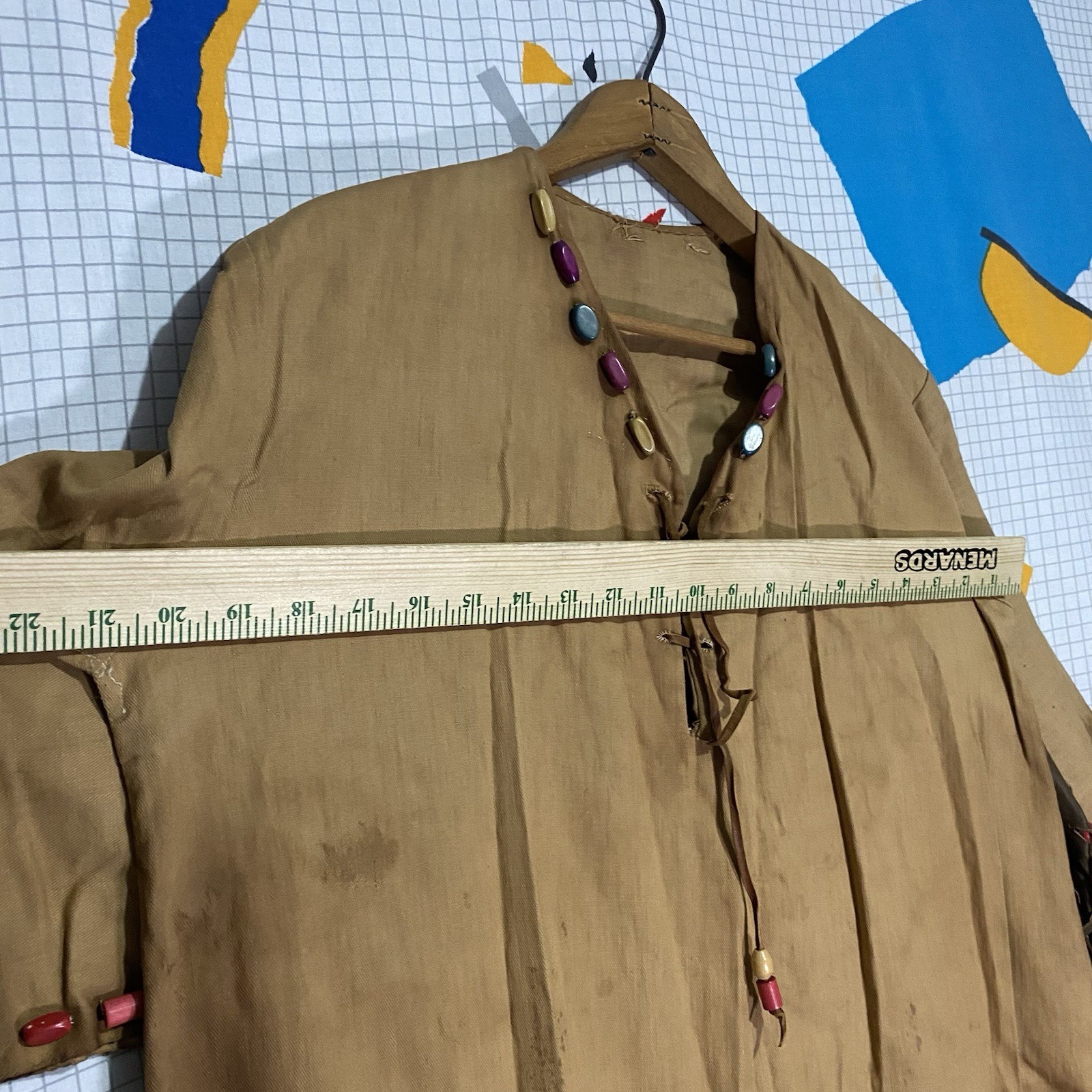 Antique 20s 30s Native Gown Leather Fringe Beads Patches Campfire Girls Navajo