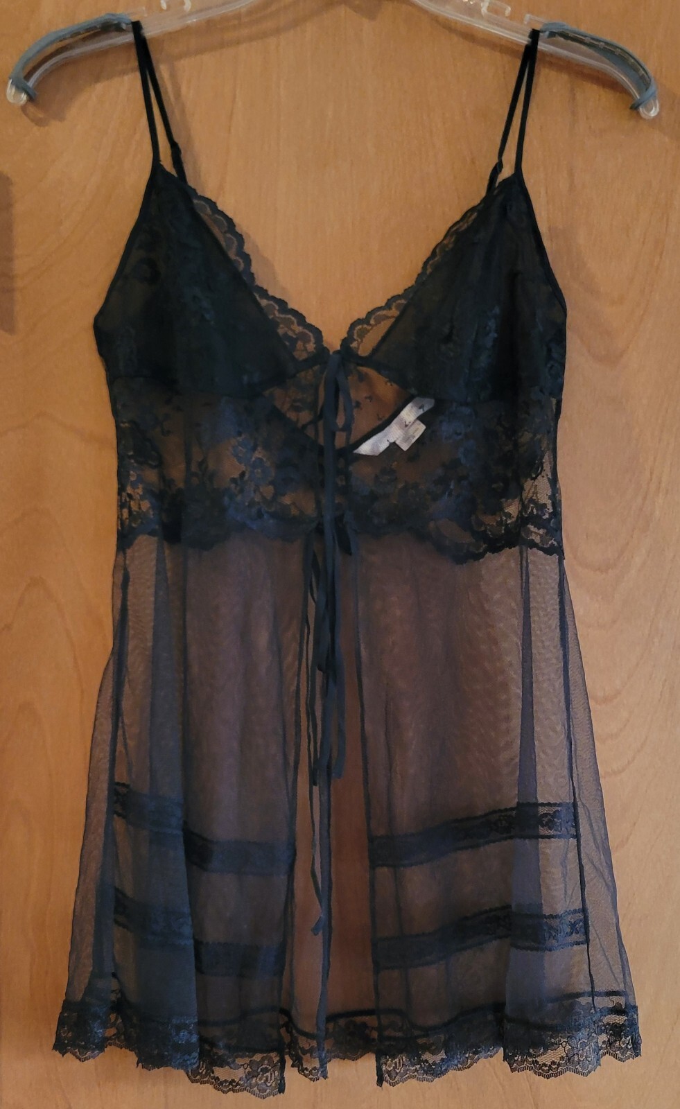 NWOT Vintage Victoria’s Secret Black Sheer Teddy & Thong Panties Set Size Small