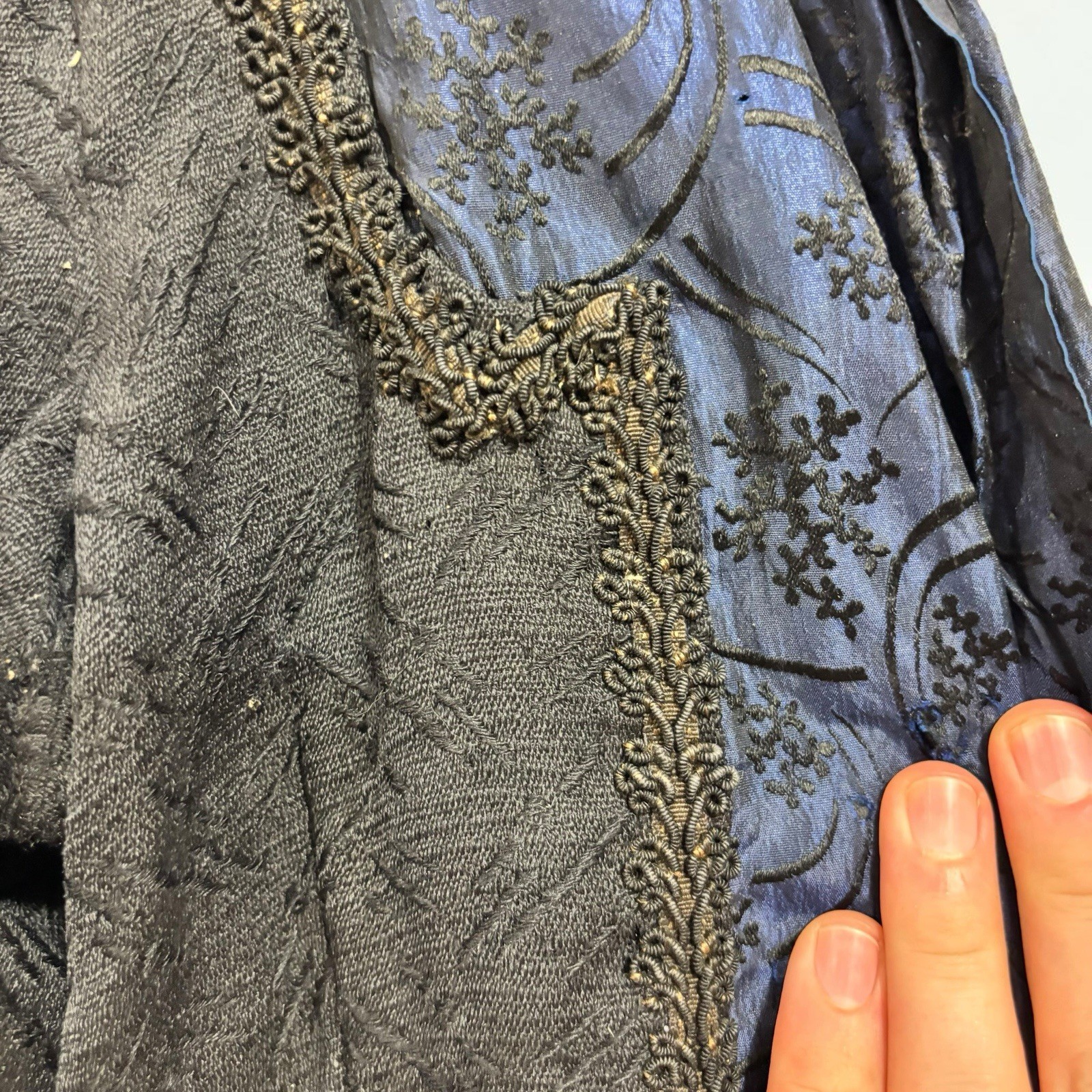 Antique Civil War Era Victorian Blouse Bodice Wedding Jacket Jacquard Mourning