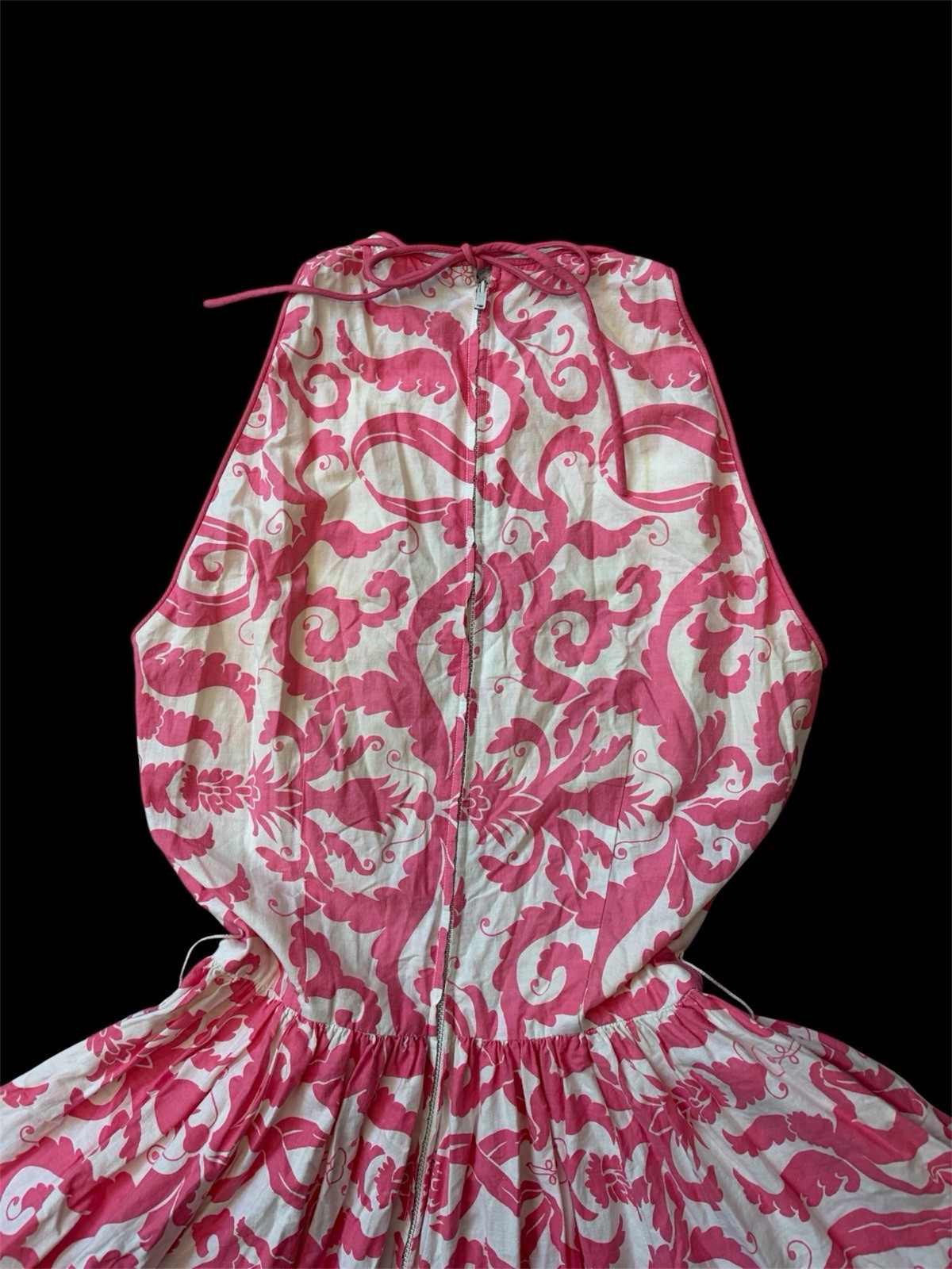 Vintage 1950s Novelty Print Dress Cupid Size Xxs Pink And White XS Pockets Women