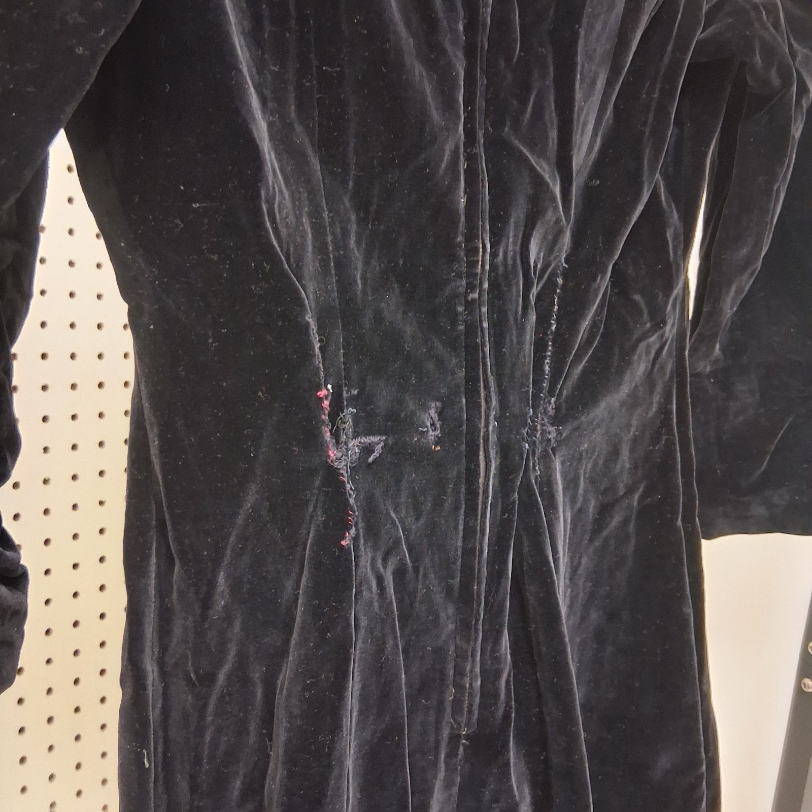 Antique 1930 Black Velvet Lace Dress Gothic Mourning Edwardian Revival Talon Zip