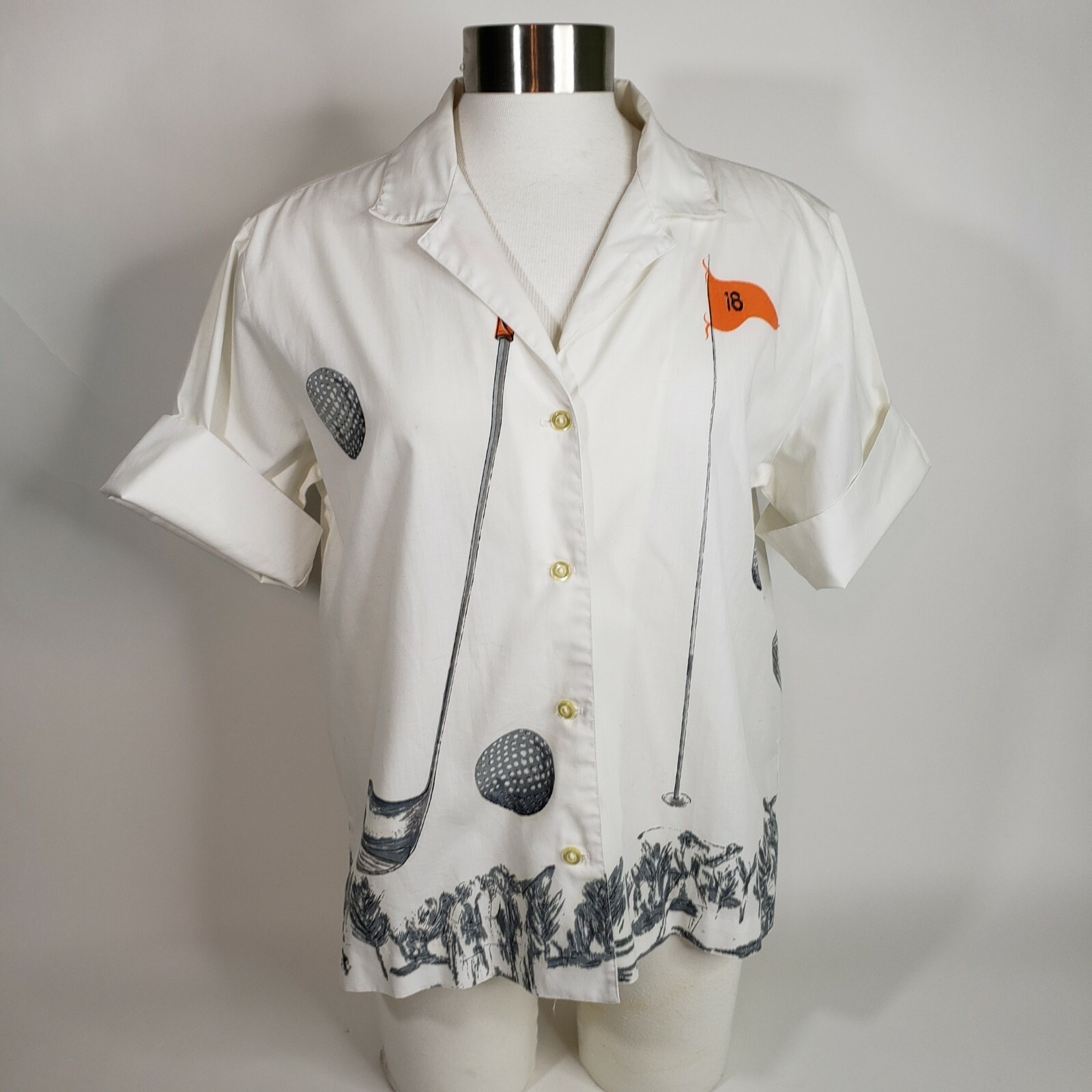 Women’s Vintage 1960s Adelaar Cotton Golf Shirt AOP Collar Short Sleeves Graphic