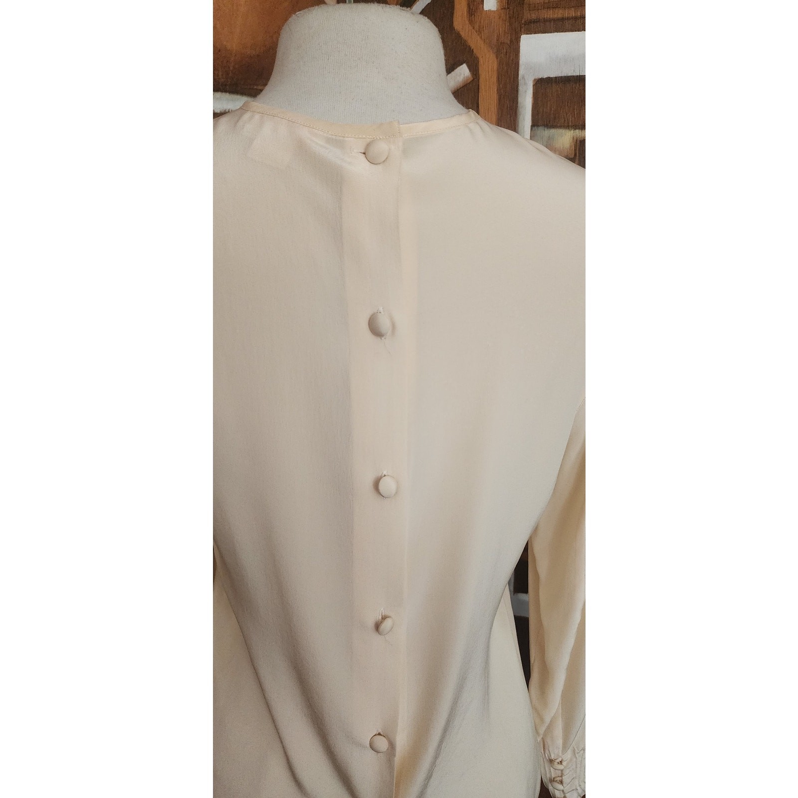 Vintage 80s Brooks Brothers Blouse Cream Silk Shirt Classic Minimalism