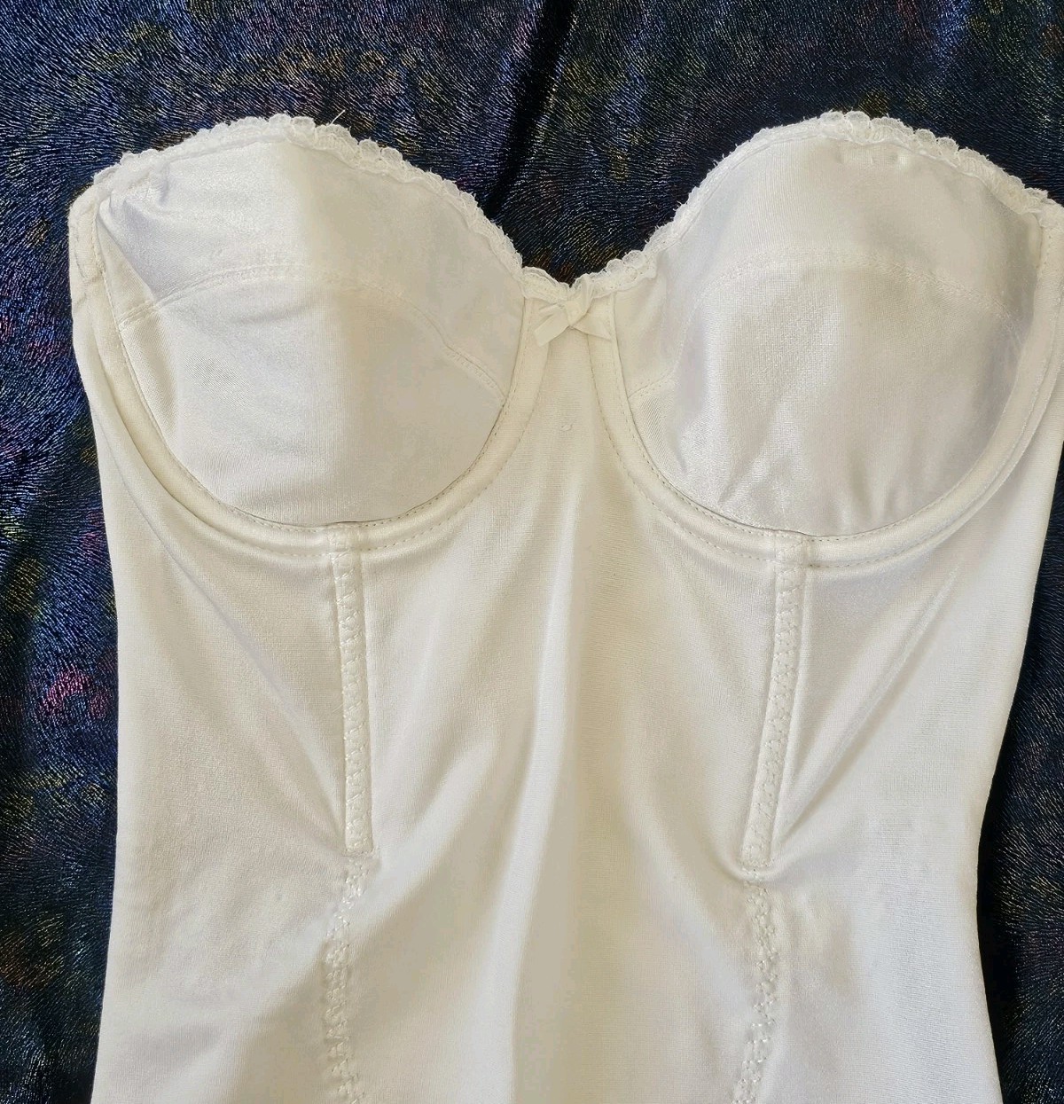 Vintage Shape-Mate White Strapless Corset Bustier Bra One-piece Backless 36B S