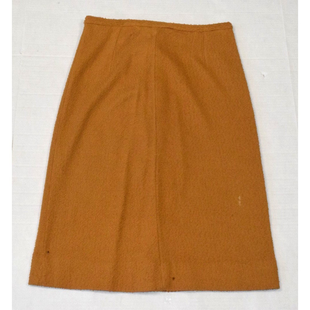 VTG Skirt Jacket Set Size S 60s Honey Brown Coarse Cotton Knit Union Made USA