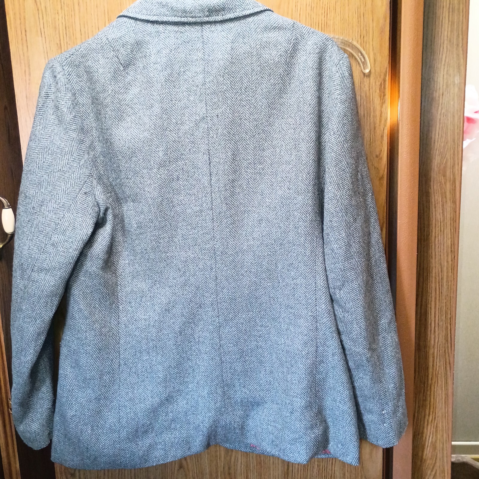 Vintage Barclay Square Gray Herringbone Tweed Blazer Jacket 11/12 Modern Med