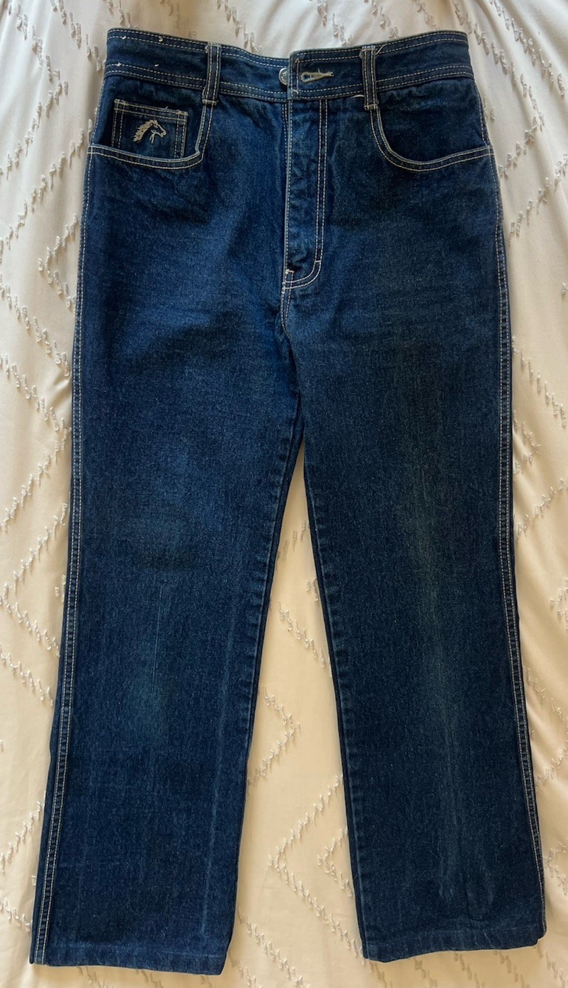 VINTAGE JORDACHE JEANS DARK BLUE SIZE 28 Waist 36 Hip Horse Head Logo 1980’s